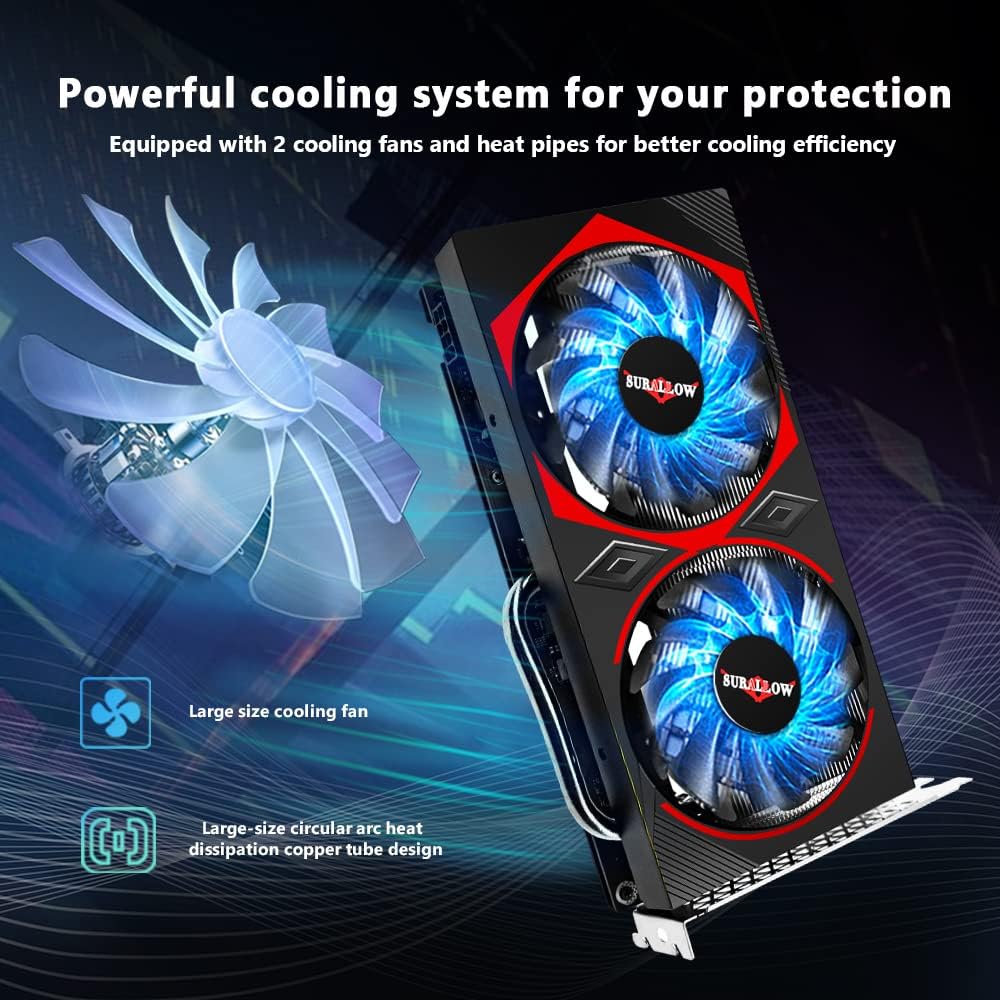 SURALLOW GTX 1660 Super 6GB GDDR6 192-Bit Gaming Graphics Card - PCIe 3.0 x16 Video Card with Twin Freeze Fans, HDMI/DP/DVI Ports for PC Gaming, Streaming & VR Experience