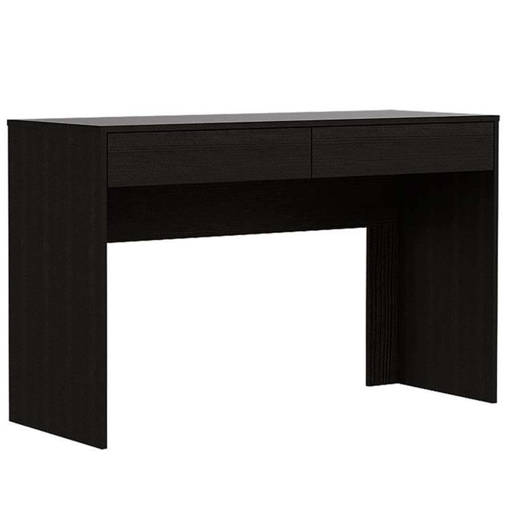 TUHOME Black Engineered Wood Computer Desk with 2 Drawers for Home Office