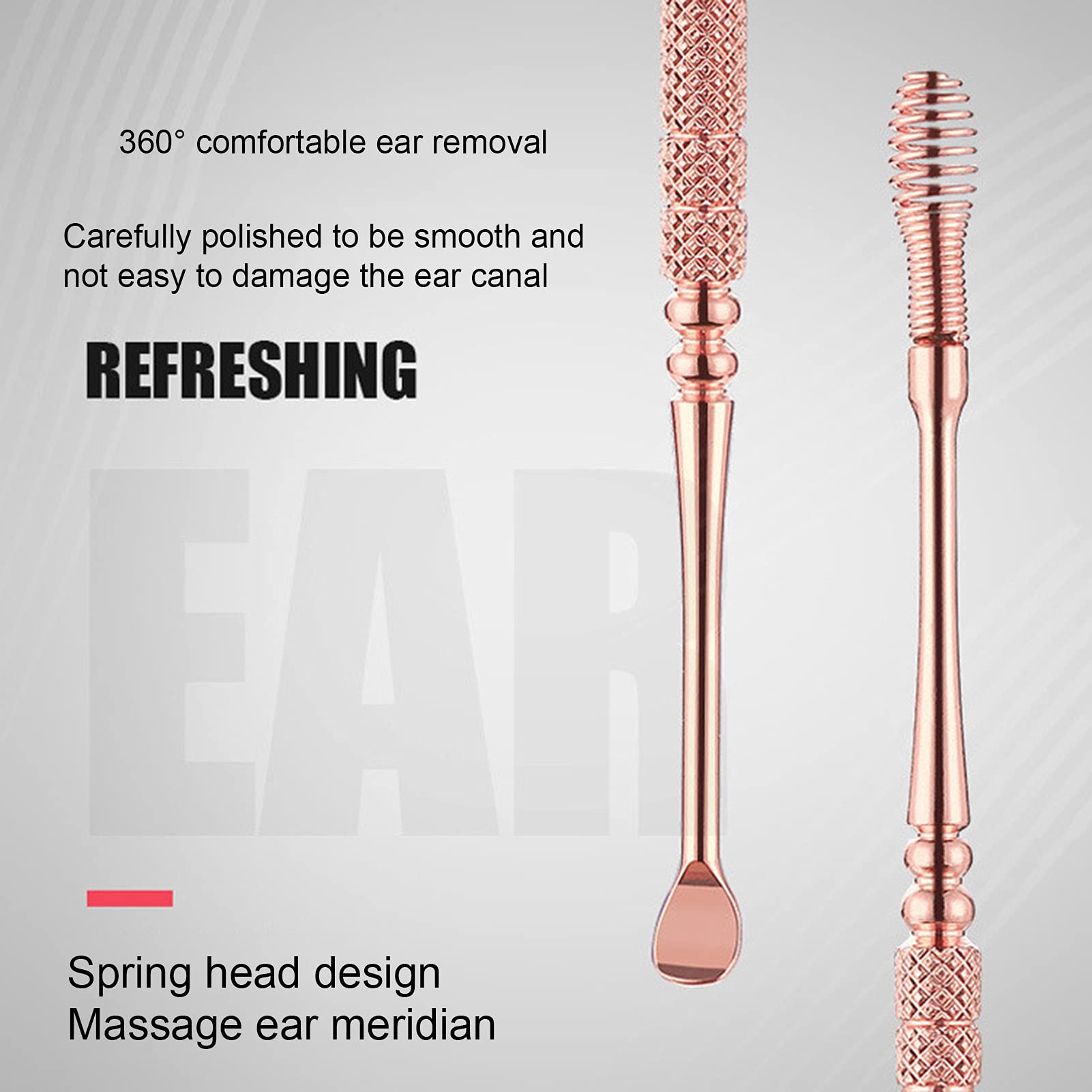 Bluelanss 2-Piece Stainless Steel Earwax Removal Kit - Spiral Ear Pick & Canal Cleaner Tools for Safe Ear Cleaning (Rose Gold) | Perfect for Home Use, Travel & Personal Hygiene Care