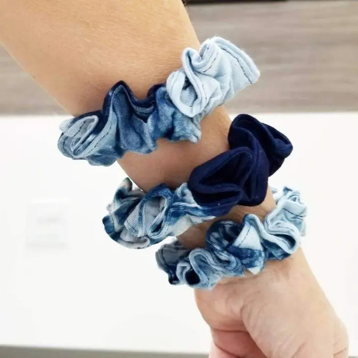 Indigo Hair Scrunchie - Soft Elastic Hair Tie for Women & Girls - Perfect for Ponytails, Buns & Everyday Styling