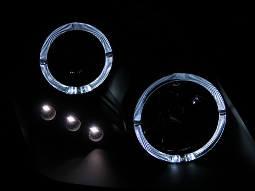 AnzoUSA 121341 Black Clear LED Projector Halo Headlights for Honda Prelude - Pair (Enhance Night Visibility & Style) - Perfect for Night Driving, Car Upgrades & Customization