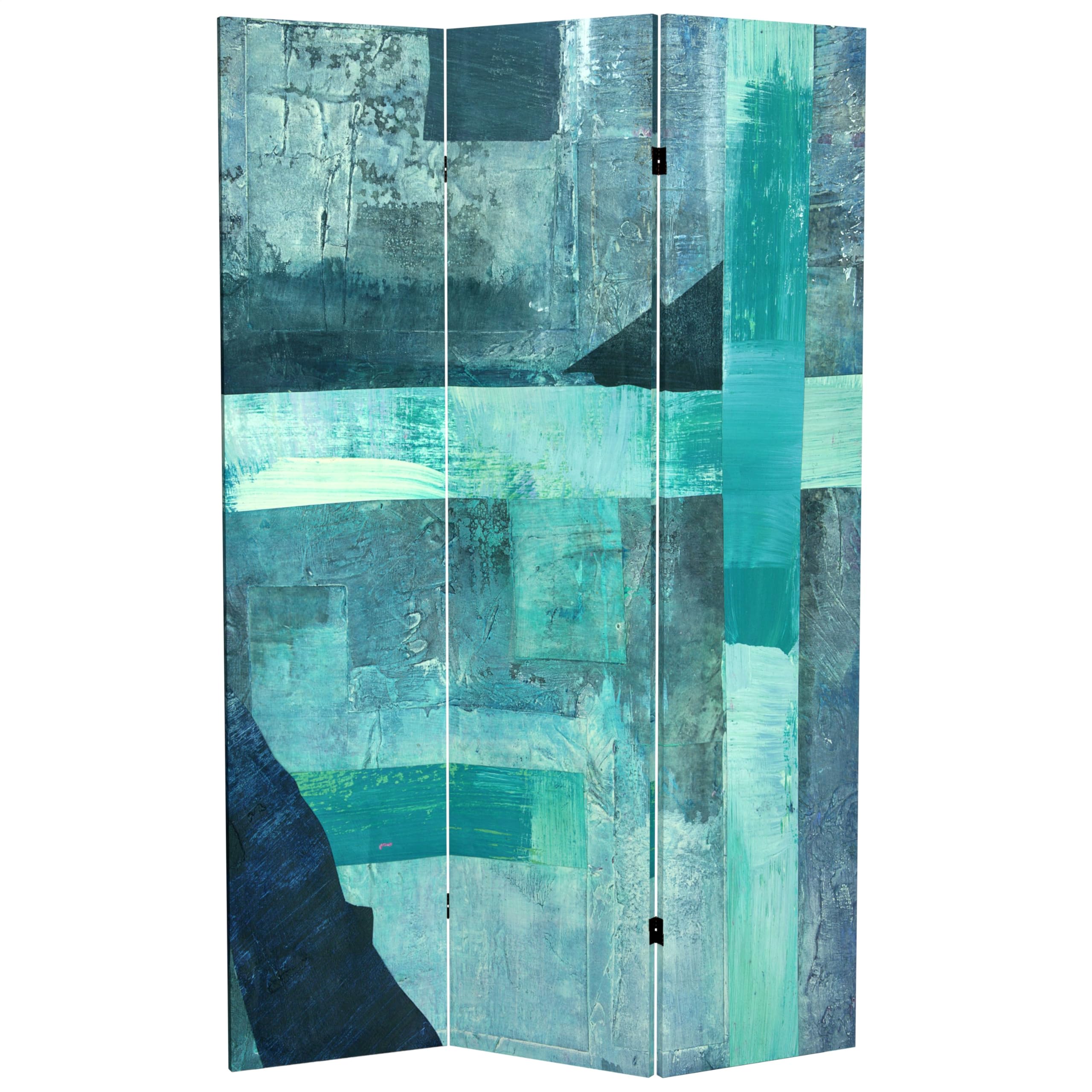 5.25 ft Red Lantern Paradise Grove Canvas Room Divider - White & Gray Folding Privacy Screen for Home, Office, or Wedding Decor