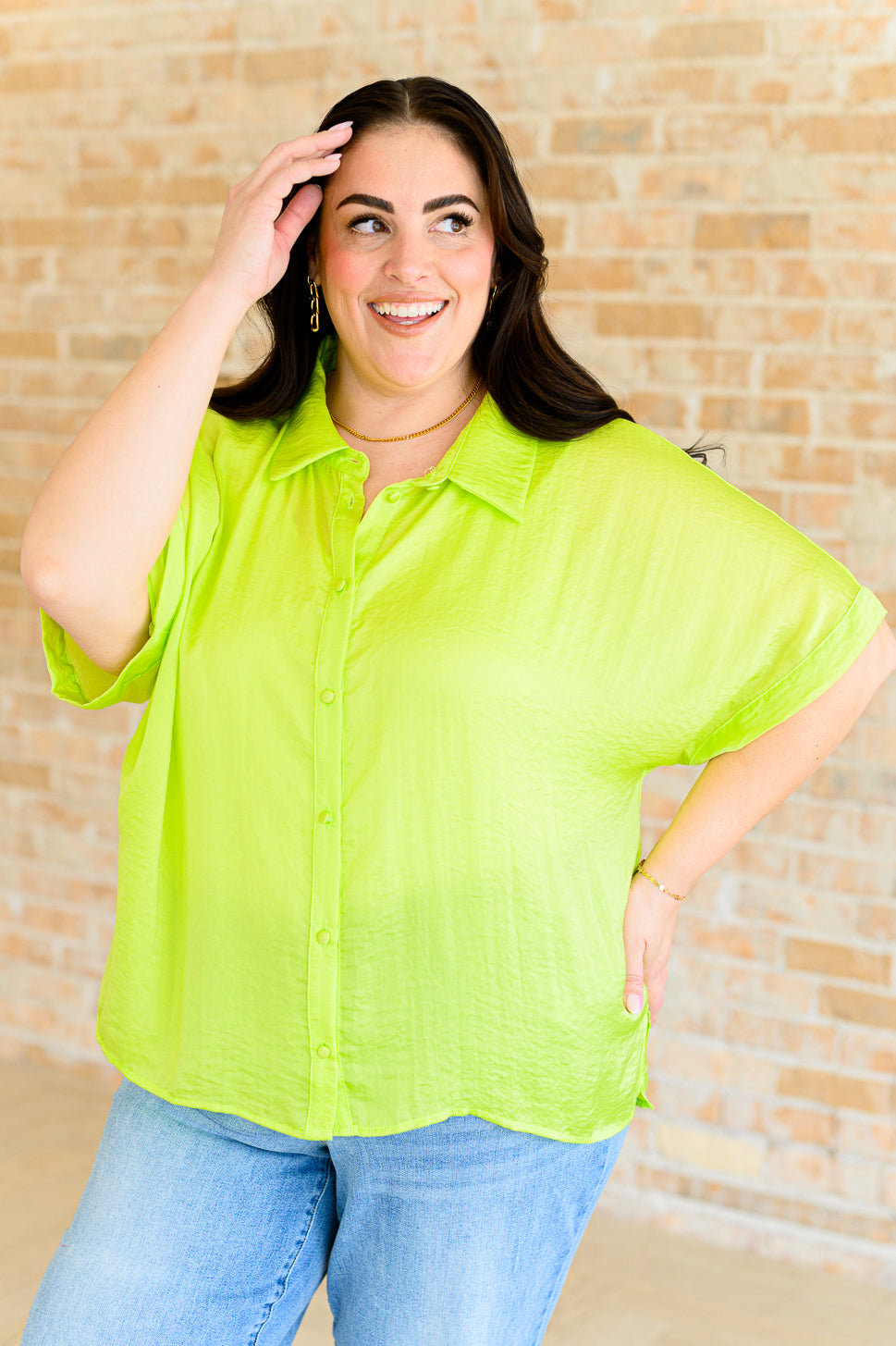 Bright Idea Button Down Shirt in Citrus - Stylish Casual Wear for Men & Women - Perfect for Office, Outings & Everyday Comfort