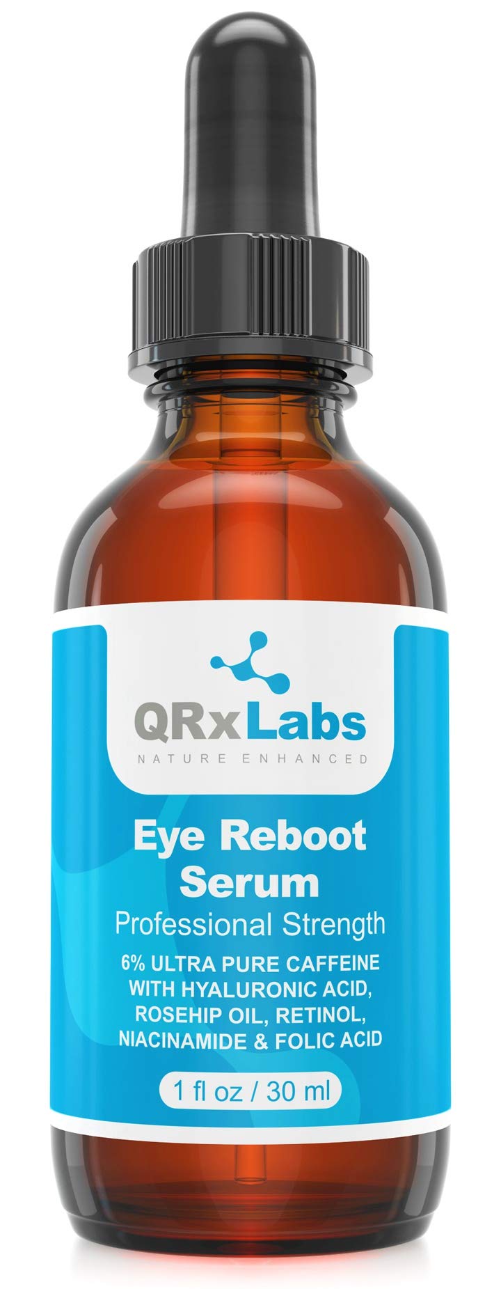 **6% Caffeine Eye Serum with Hyaluronic Acid, Rosehip Oil & Retinol - Dark Circle & Puffiness Treatment for Wrinkles, Fine Lines & Crow's Feet - 1 oz / 30 ml - Perfect for Morning & Night Skincare Routine**