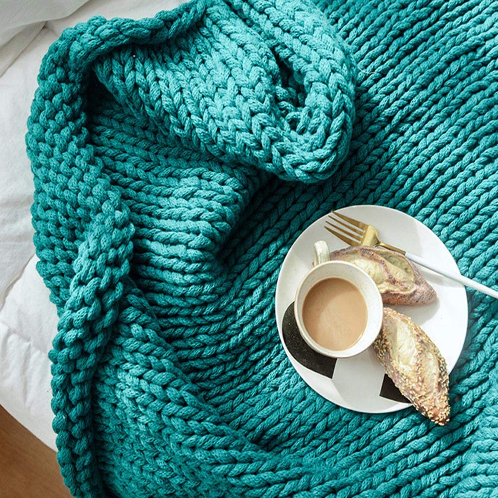 Handmade Braided Chunky Knit Blanket - Soft & Cozy Knitted Throw for Home Decor - Large 51x63in Weighted Blanket - Perfect for Sofa, Bed & Winter Warmth