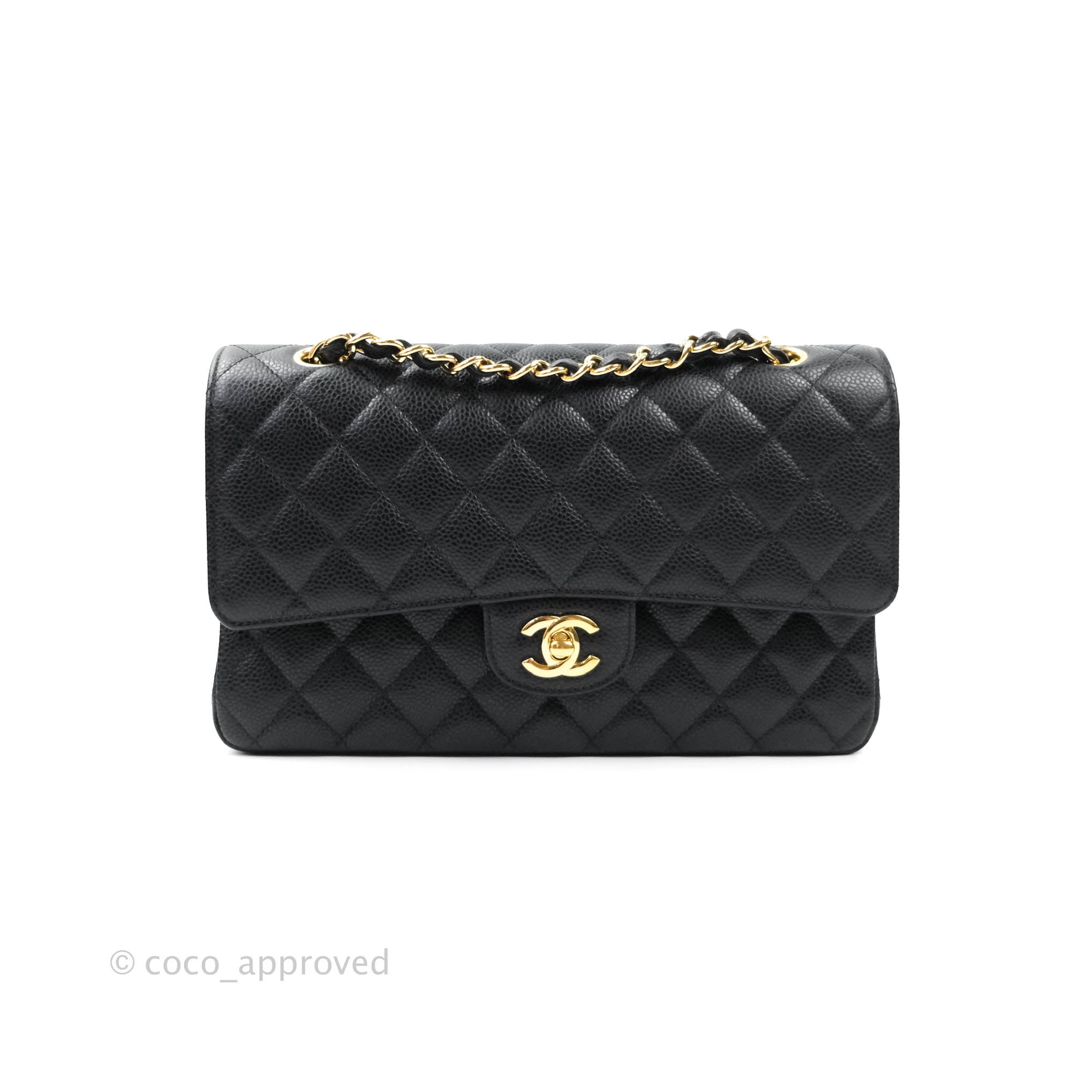 Chanel Classic Medium Double Flap Bag Black Caviar Leather with Gold Hardware - Luxury Shoulder Bag for Women, Perfect for Work, Parties & Special Occasions