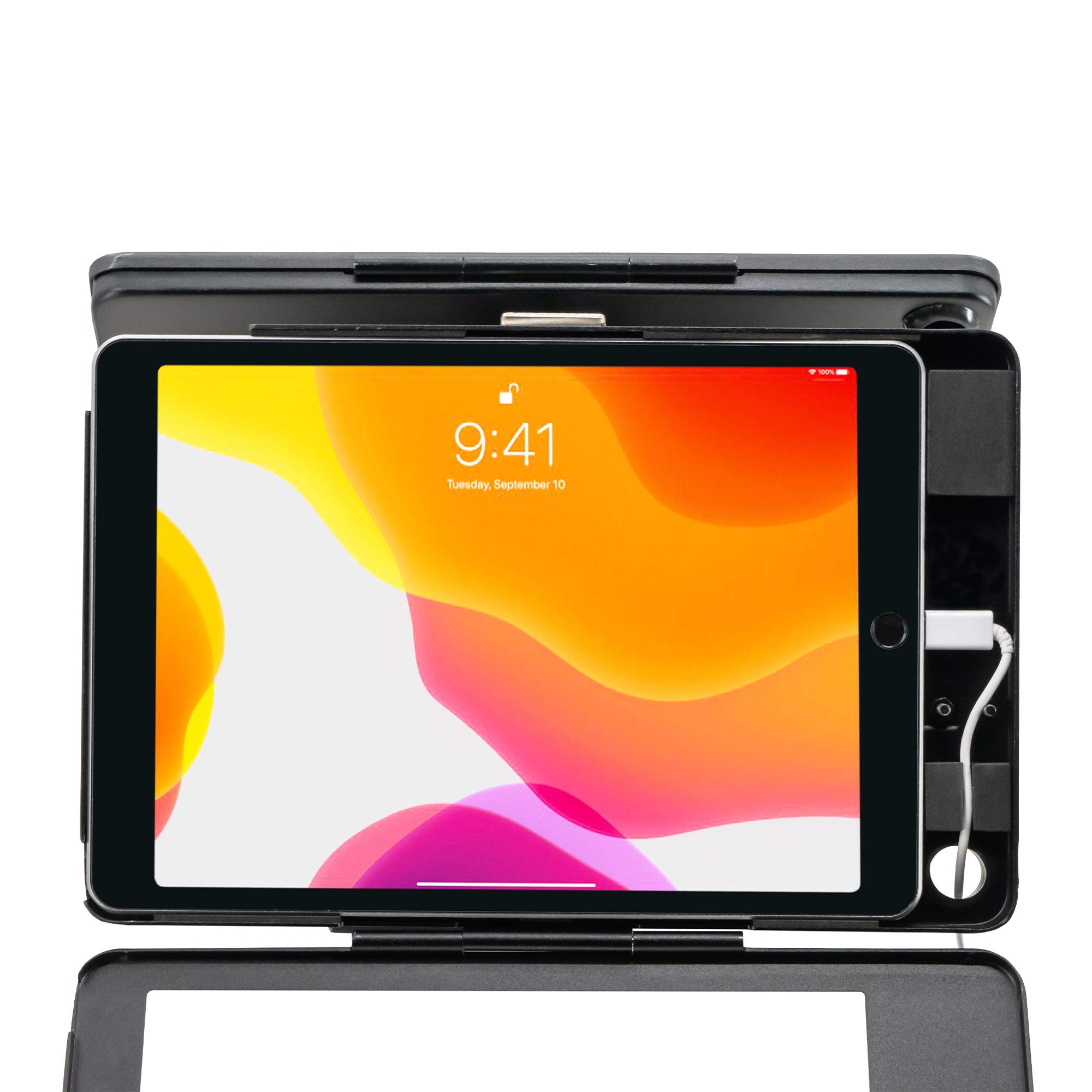 Dual Tablet Kiosk Stand - Secure 2-Tablet Holder for iPad 7th/8th/9th Gen, iPad Air 3 & iPad Pro | Heavy Duty Black Enclosure | Perfect for Retail Stores, Hotels & Self-Service Kiosks (PAD-DSTB10)