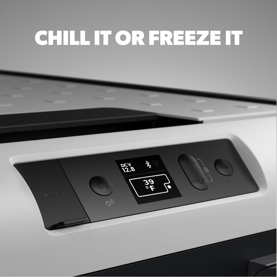 Dometic 12V Portable Refrigerator Freezer with Ice Maker - Dual Power AC/DC & Solar Compatible - Perfect for Camping, RV Trips, and Outdoor Adventures