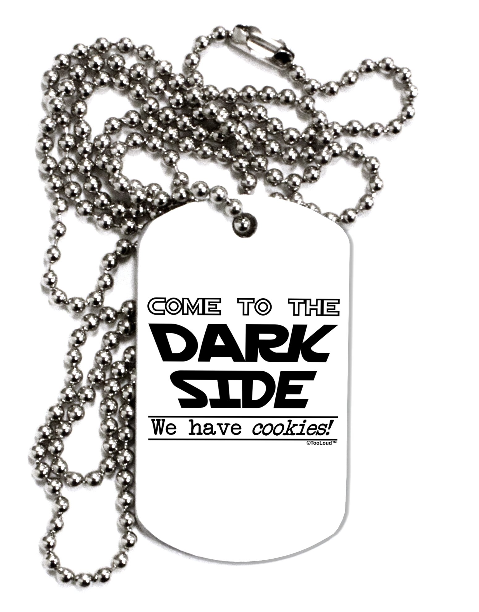 TOOLOUD Come to The Dark Side - Cookies Adult Dog Tag Chain Necklace | Star Wars Inspired Jewelry for Men & Women | Perfect for Cosplay, Gifts, and Everyday Wear