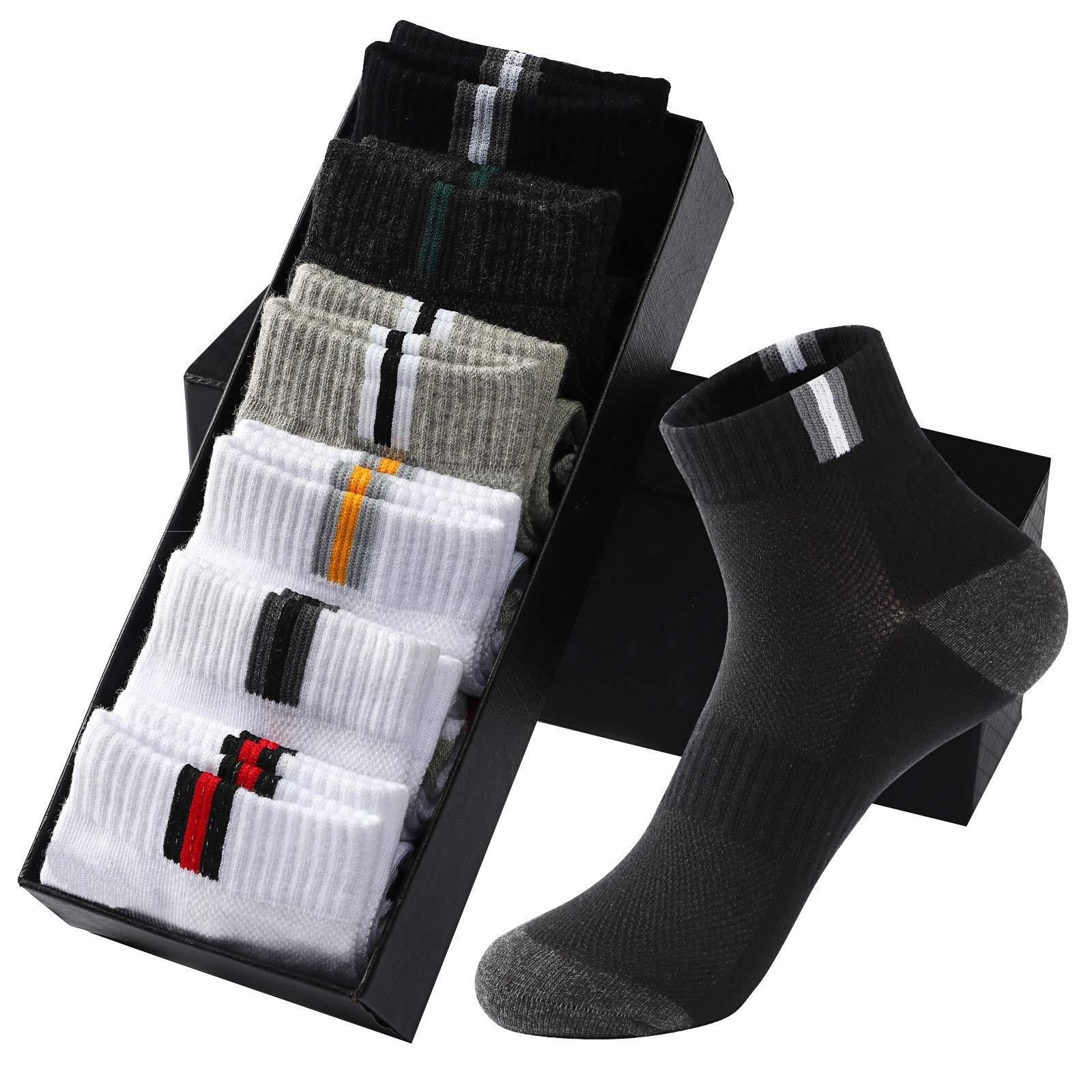 MLFUTURE Men's Athletic Ankle Socks 6 Pairs - Thick Cushioned Running Socks for Men & Women - Breathable Cotton Workout Socks (Size 6-12) - Perfect for Jogging, Gym, and Daily Wear