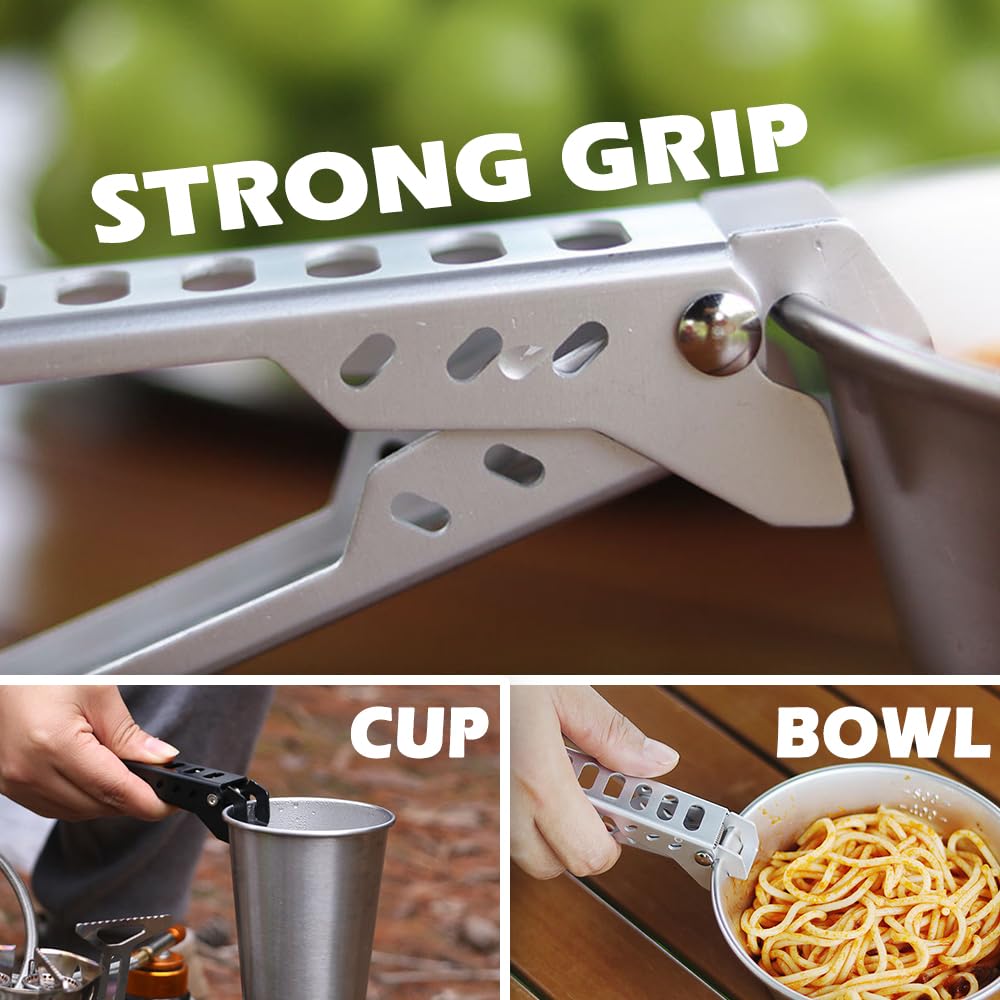 **Pan Gripper for Camping - 2 Pack Detachable Pot Handle Grips - Non-Slip Heat Resistant Cookware Accessories for Outdoor Kitchen, Picnic & Backpacking**