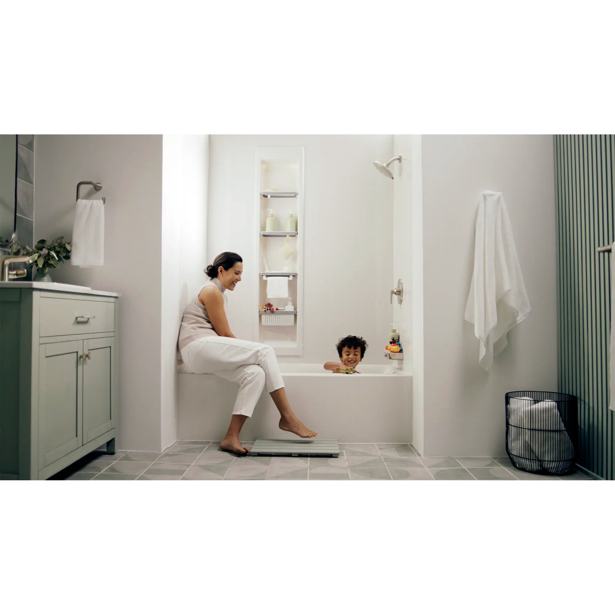 60 x 32 x 72 Inch Vertical Tile Bath Wall Set - Waterproof Shower Panel System for Modern Bathroom Renovation | Perfect for Home Spa, Luxury Bath & Shower Area Upgrade