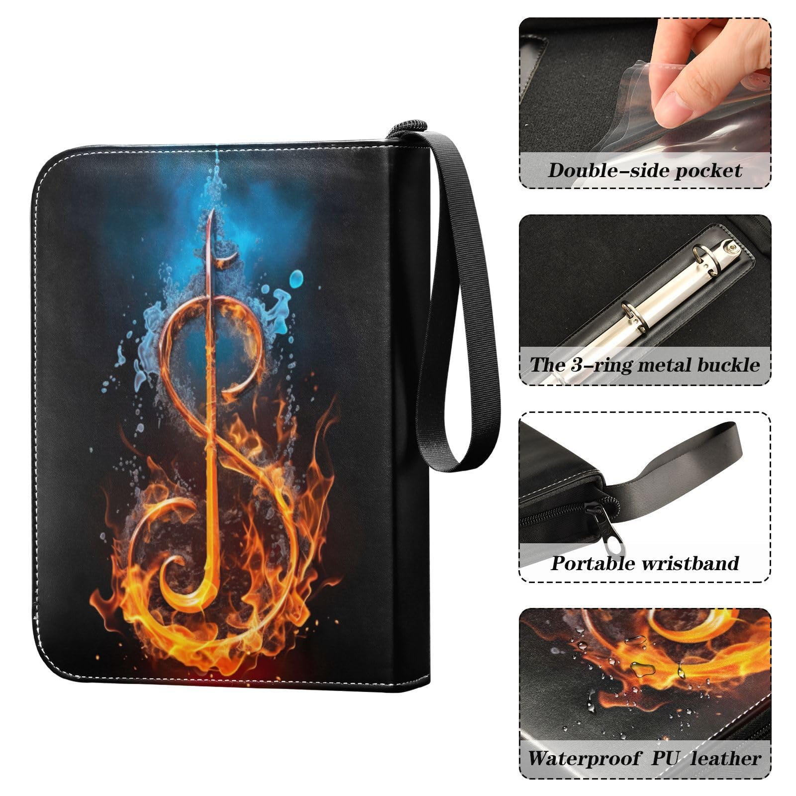 Nander Flame Guitar Card Binder - 400 Pocket Trading Card Album with Protective Sleeves | Baseball, Football & Game Card Organizer | Durable Collectible Storage for Sports & Trading Cards | Perfect for Collectors, Tournaments & Home Display