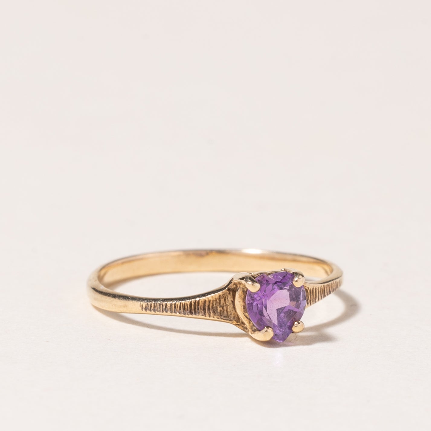 10K Yellow Gold Heart Cut Amethyst Ring - 0.23ct Natural Gemstone Jewelry for Women - Size 2.75 - Perfect for Valentine's Day, Anniversary & Romantic Gifts