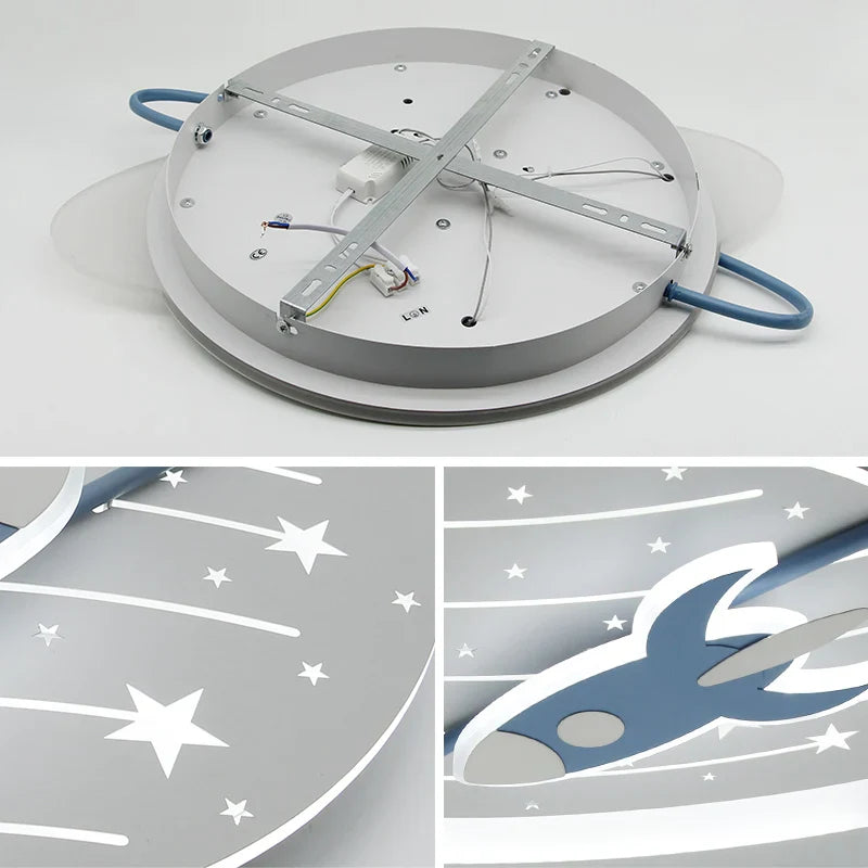 Kids Space Rocket Ceiling Light - LED Night Light for Children's Bedroom, Nursery & Playroom - Perfect for Space Themed Decor & Nighttime Comfort