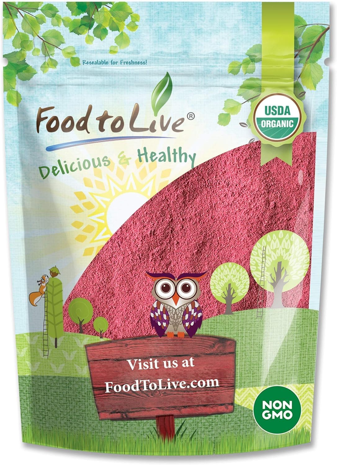 Food to Live Organic Raspberry Powder, 4 oz - Non-GMO, Raw, Vegan Superfood, Bulk, Rich in Amino Acids & Minerals | Perfect for Smoothies, Baking & Healthy Drinks | Antioxidant Boost for Energy & Wellness