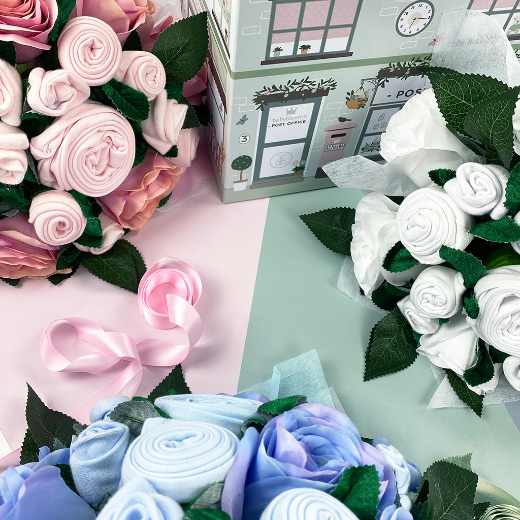 Luxury Pink Rose Baby Clothes Bouquet - Elegant Newborn Gift Set for Baby Showers, Christening & Photography Props