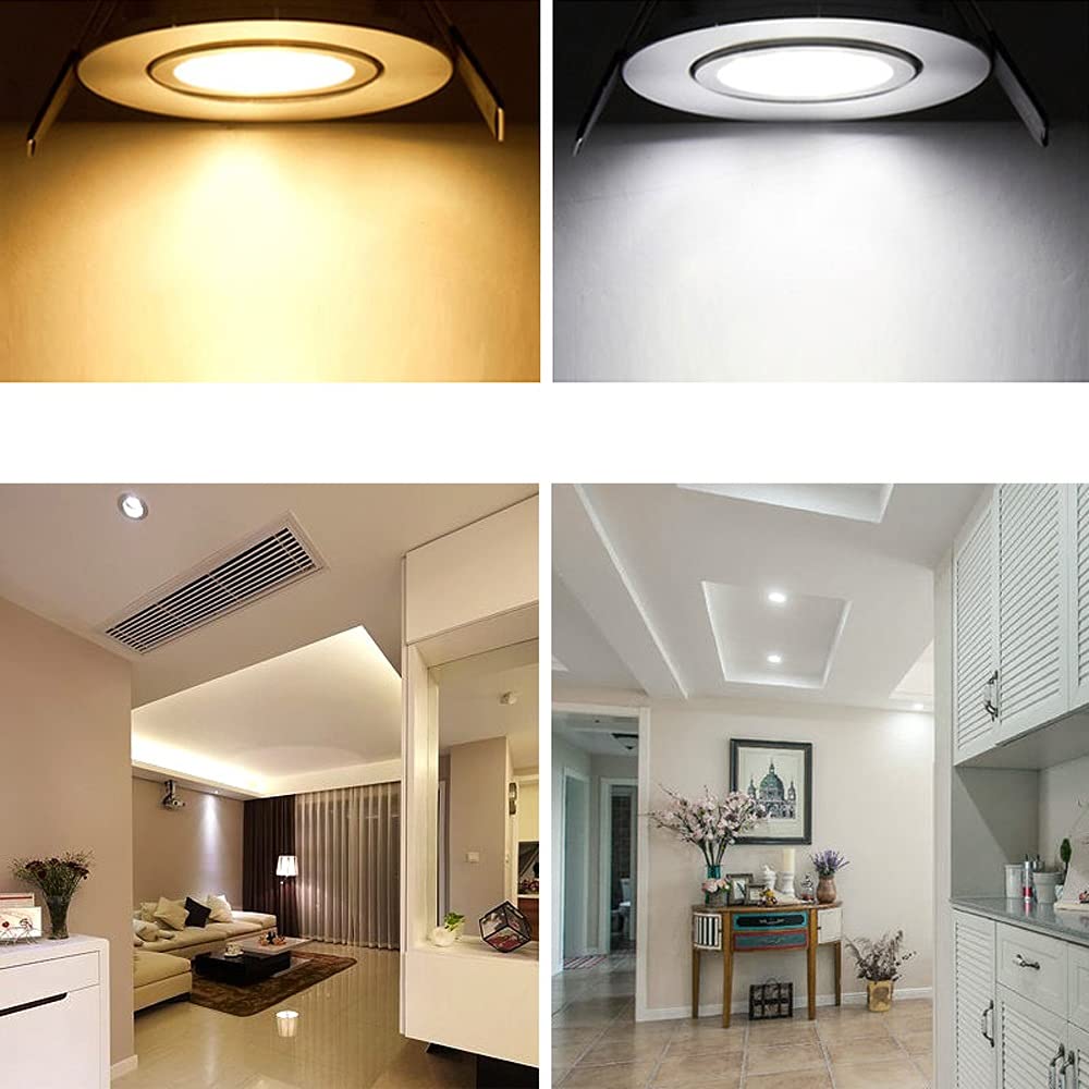 80CRI Energy Saving 5W/7W LED Recessed Ceiling Downlight - Dimmable Round Panel Light for Bedroom, Kitchen & Living Room (Warm White/Night Light, Eco-Friendly)