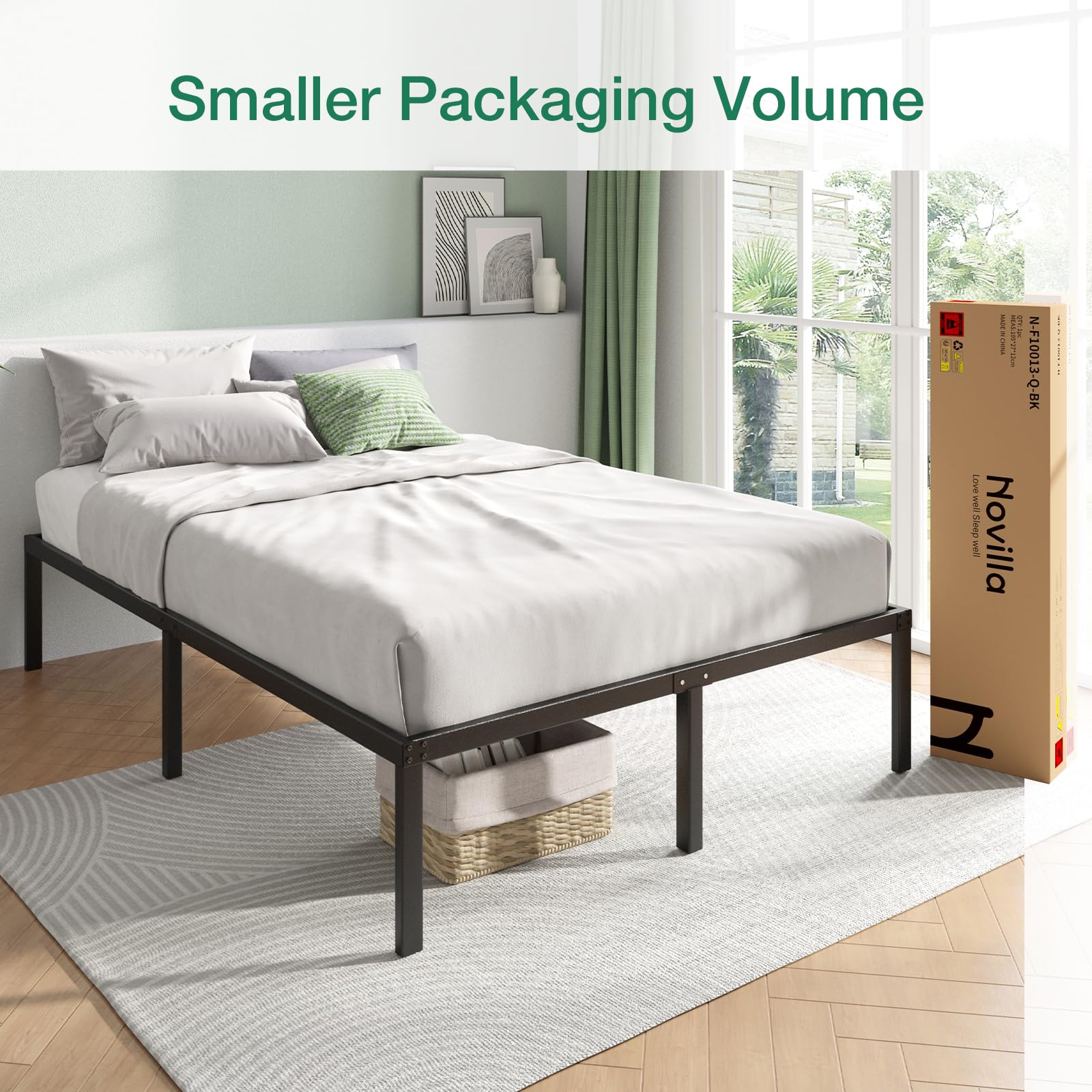 Novilla Full Size Bed Frame - 14 Inch Metal Platform Bed with Under Bed Storage, Heavy Duty Steel Slat Support, No Box Spring Needed, Easy Assembly - Perfect for Small Bedrooms, Guest Rooms & Dormitories