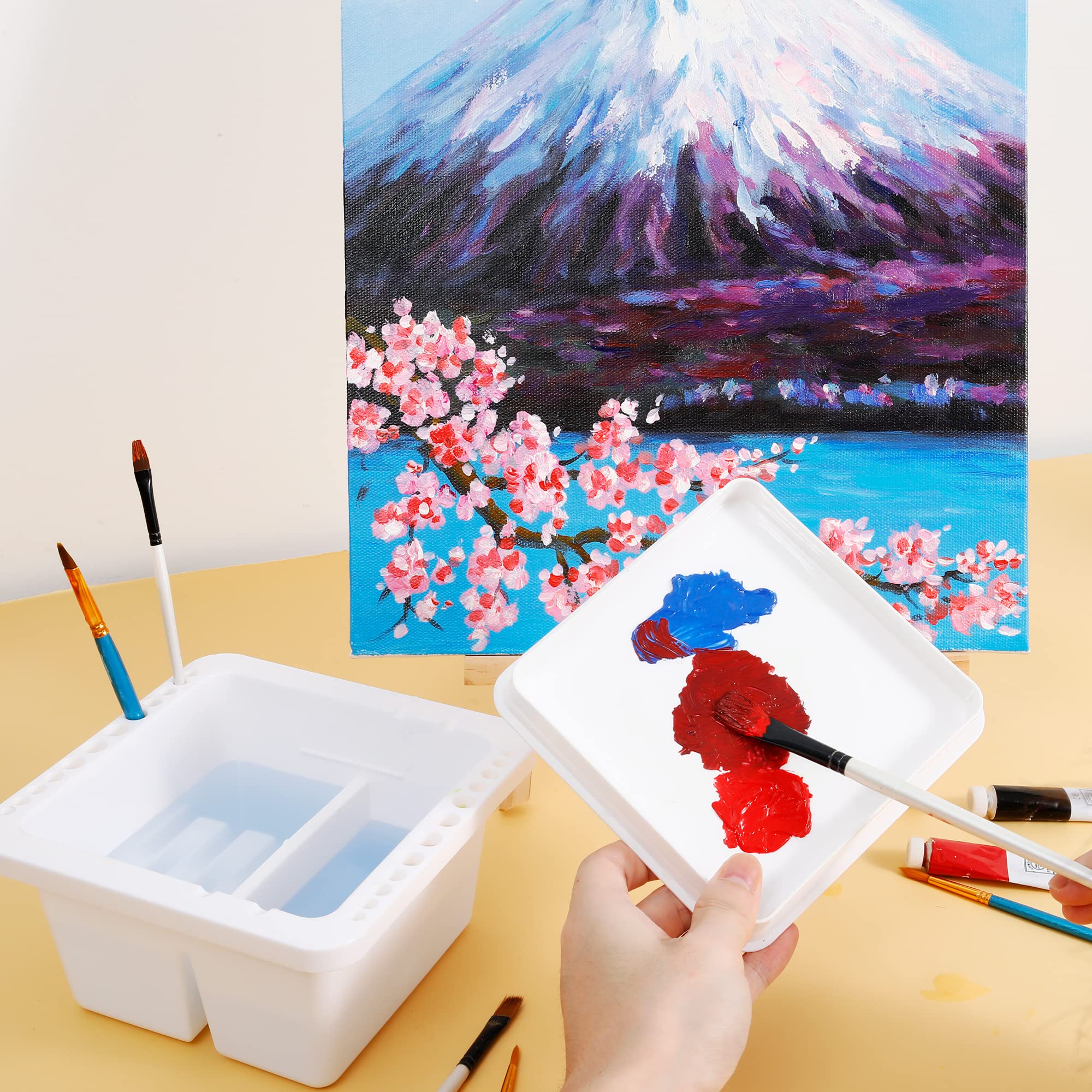 MyLifeUNIT Paint Brush Cleaner & Holder - Organizer for Acrylic, Watercolor & Water-Based Paints (White) - Perfect for Artists, Hobbyists & DIY Painting Projects