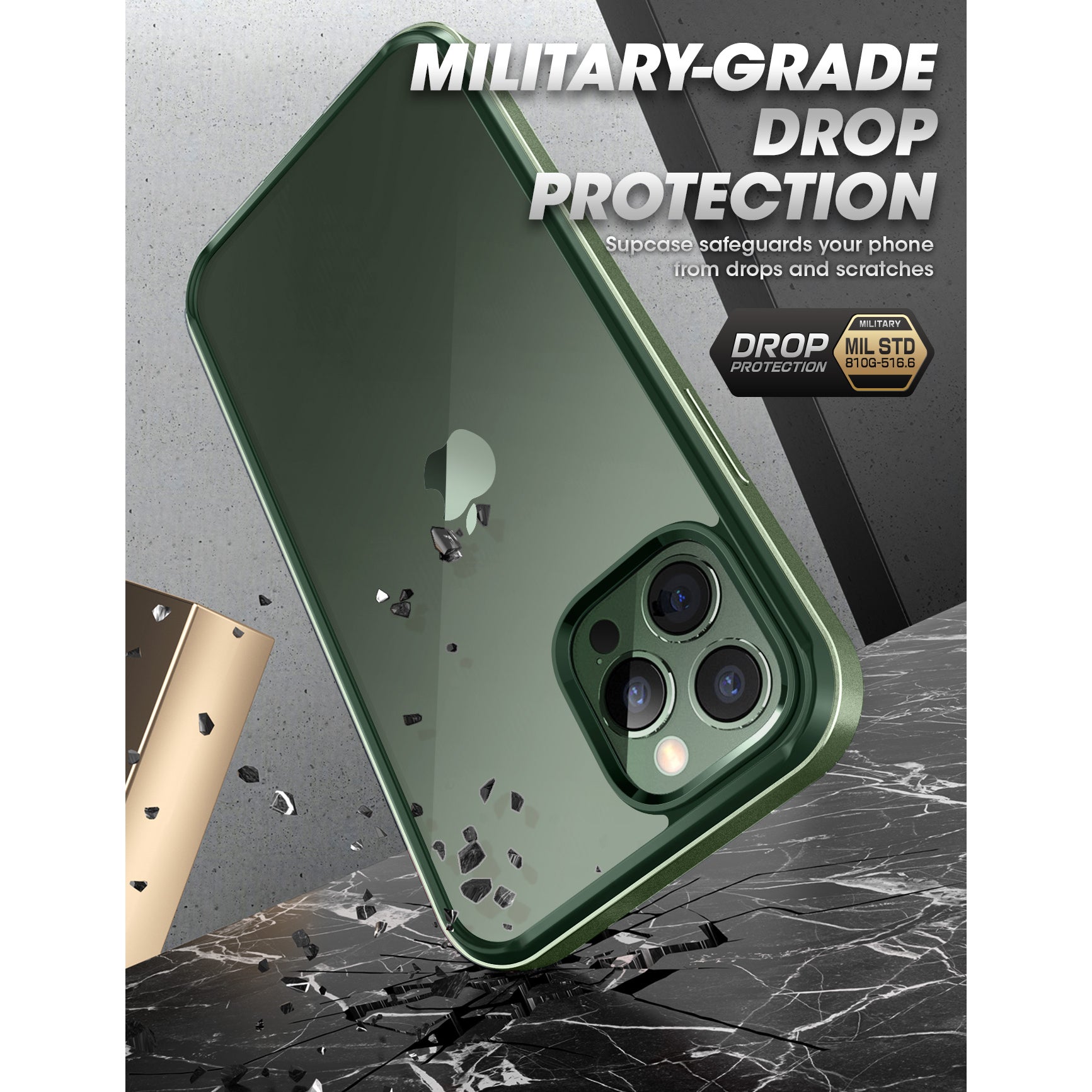 iPhone 13 Pro Max Case 6.7 Inch - Unicorn Beetle Edge Clear Bumper Protective Cover, Dark Green - Shockproof & Scratch Resistant for Everyday Use, Work & Outdoor Activities