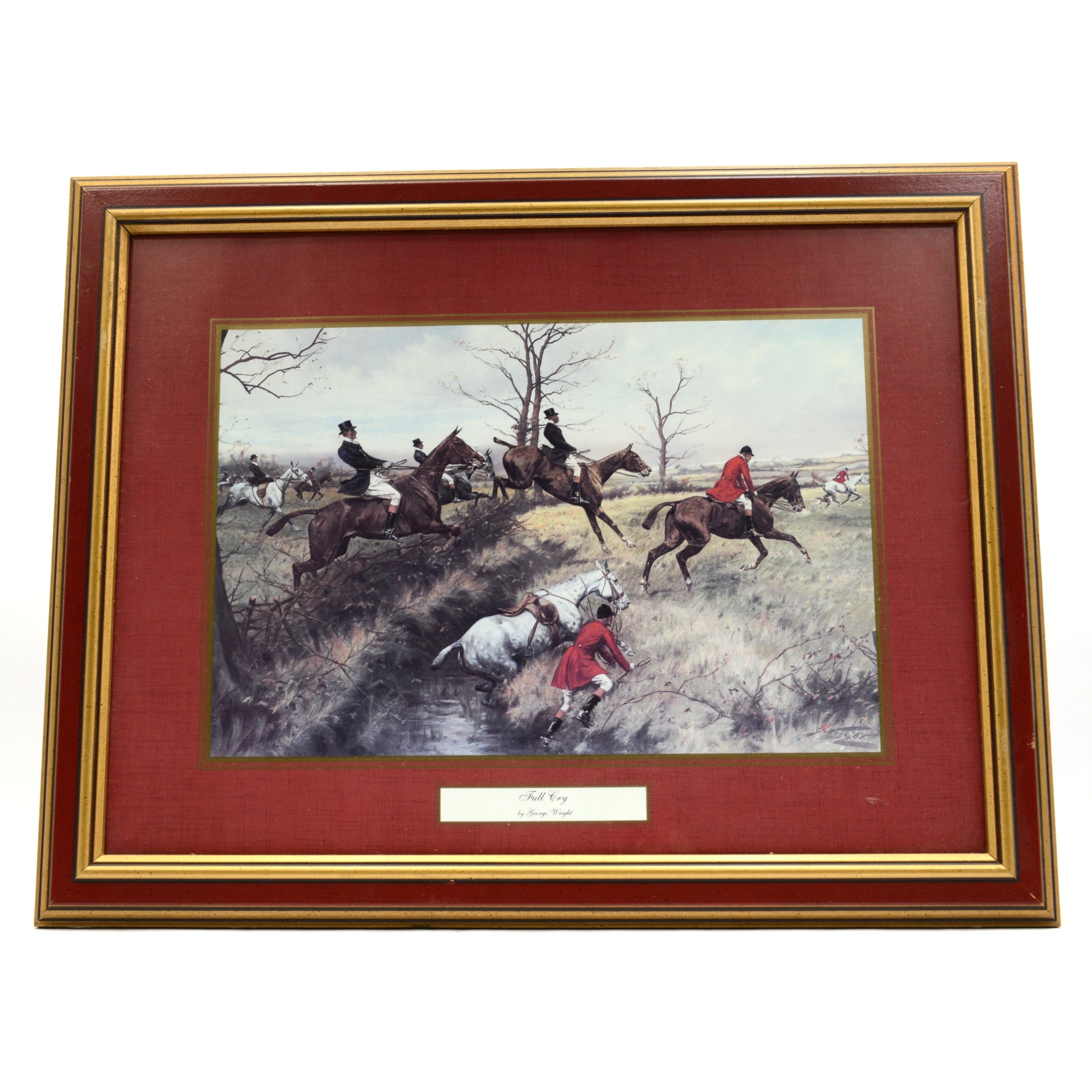 2 Pack Framed George Wright Equestrian Hunt Prints - Full Cry & Gone Away - Perfect for Home Decor, Office Art, and Equestrian Enthusiasts