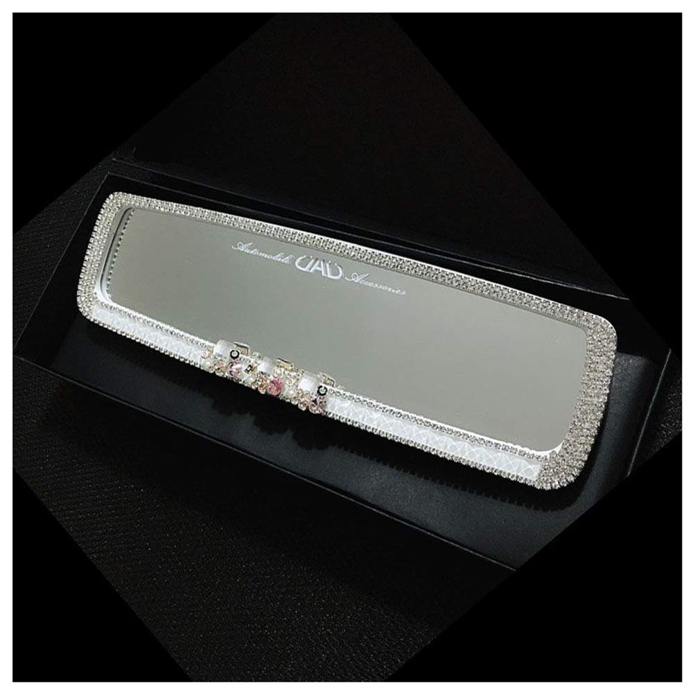 Crystal Diamond Car Rear View Mirror Decoration - White | Elegant Interior Accessory for Cars, SUVs & Trucks | Perfect for Gifts & Customization
