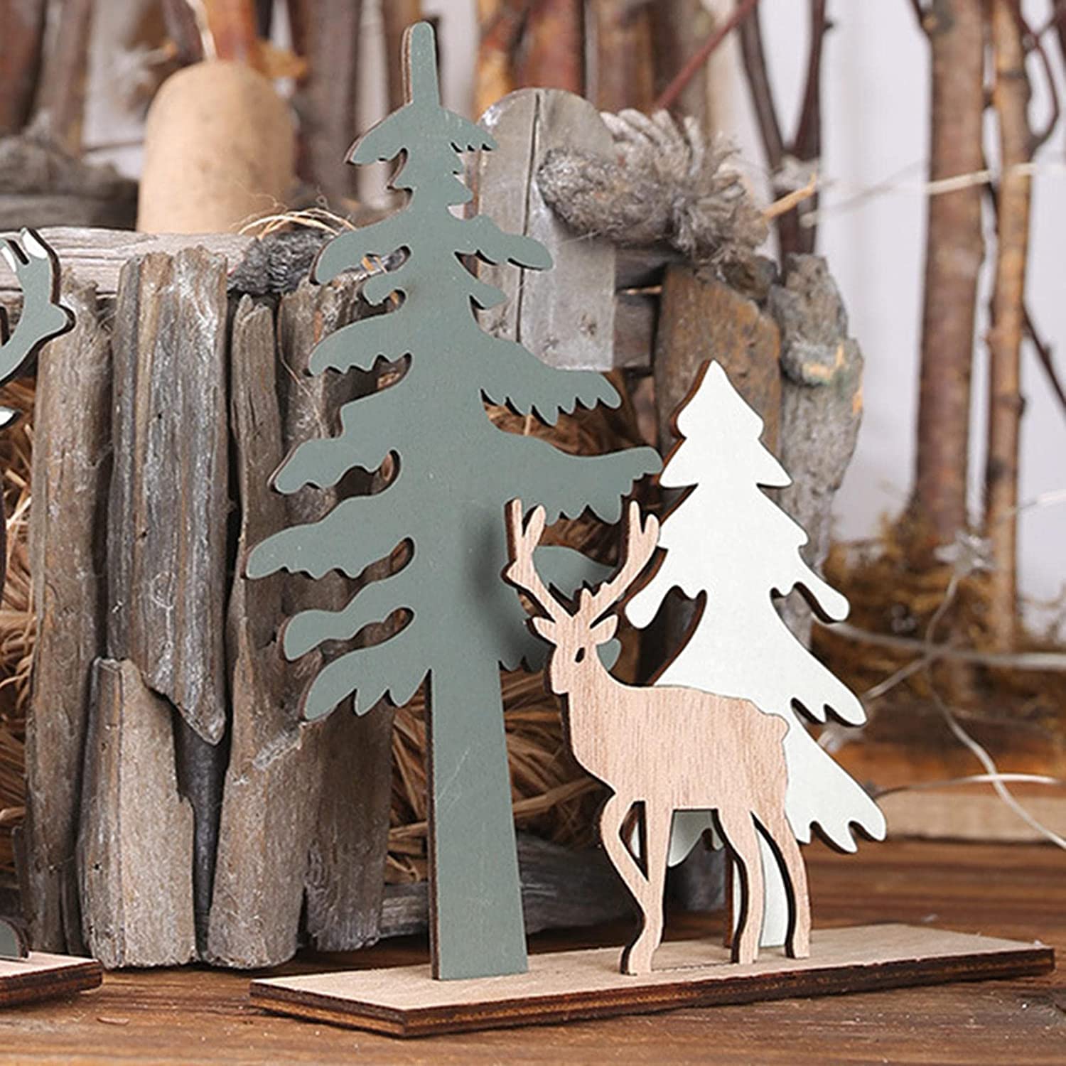 Christmas Tree Wooden Table Sign - Handcrafted Elk Tree Ornament for Xmas Party & Holiday Home Decor | Perfect for Mantel, Entryway, and Festive Table Centerpieces