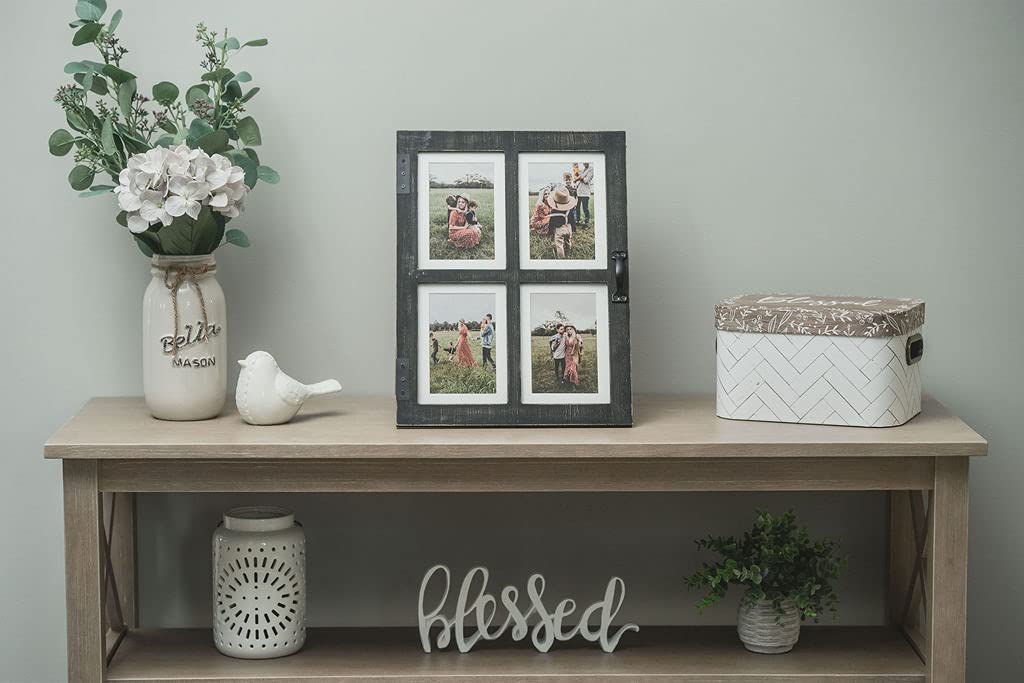 GLM 5x7 Picture Frame Collage with 4 Photos - Black Multi Photo Frame for 4x6 & 5x7 Pictures - Perfect for Wall Display, Home Decor, and Cherished Memories