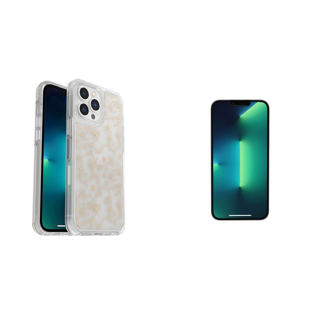 OtterBox Symmetry Clear Protective Case for iPhone 13 Pro Max & iPhone 12 Pro Max with WallFlower Design + OTTERBOX Performance Flex Glass Screen Protector for iPhone 13 Pro Max - Crystal Clear Protection | Perfect for Everyday Use, Work, and Outdoor Activities