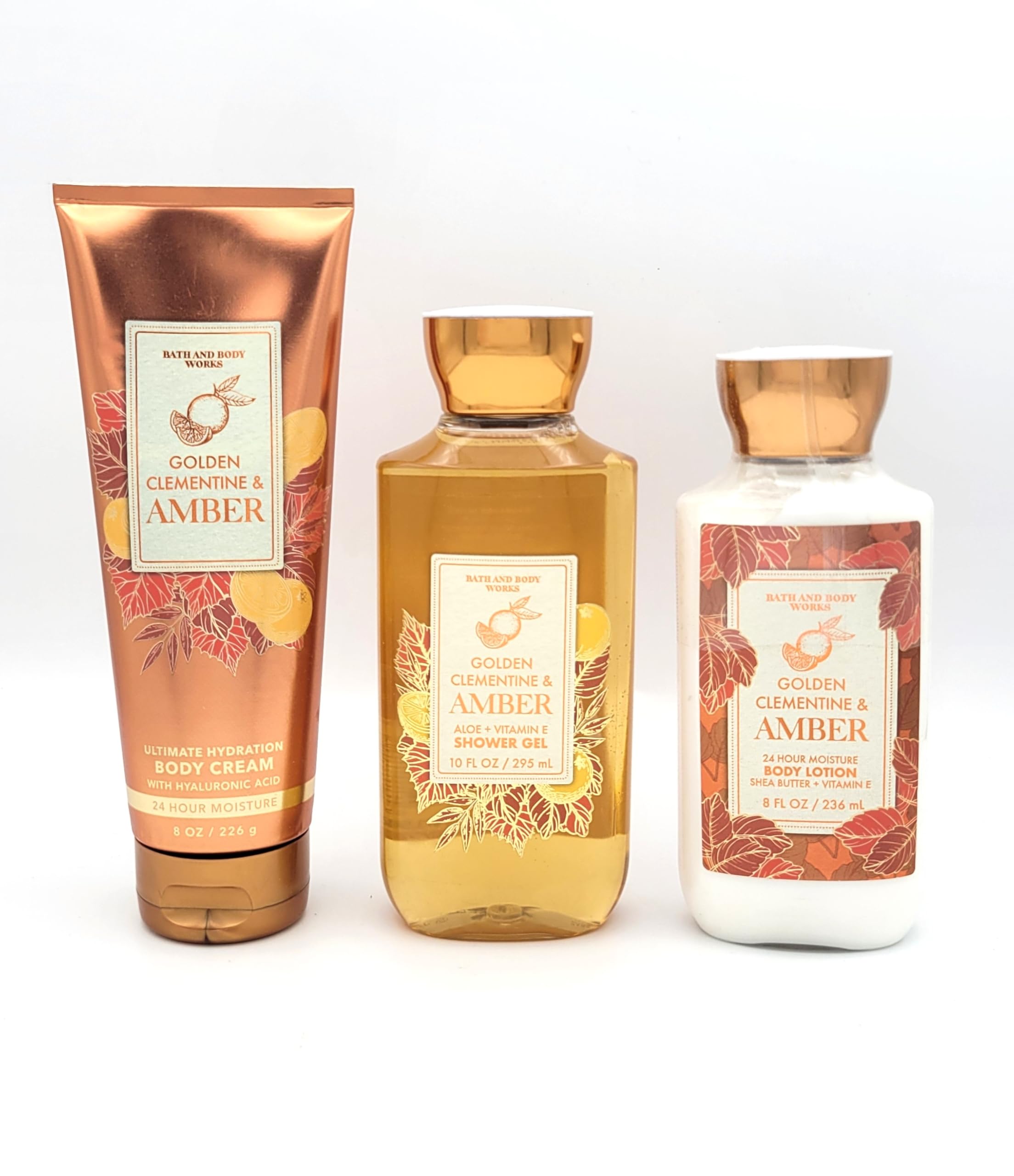 Golden Clementine & Amber Bath Set - Luxurious Body Cream, Shower Gel & Body Lotion Gift Set for Women | Perfect for Spa Day, Relaxation & Self-Care Gifts