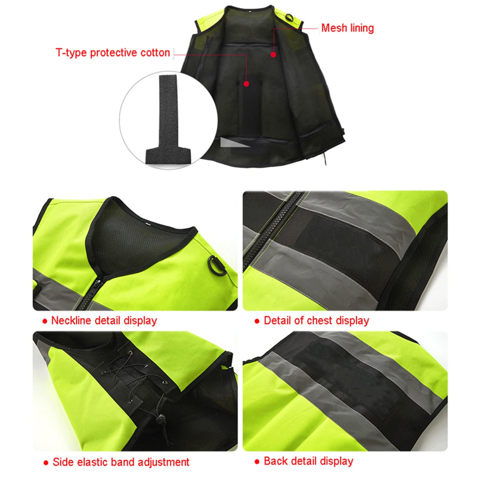 High Visibility Breathable Mesh Motorcycle Vest for Men & Women - XX-Large Green - Professional Airbag System - Ideal for Summer Riding & Motorcycle Safety Gear