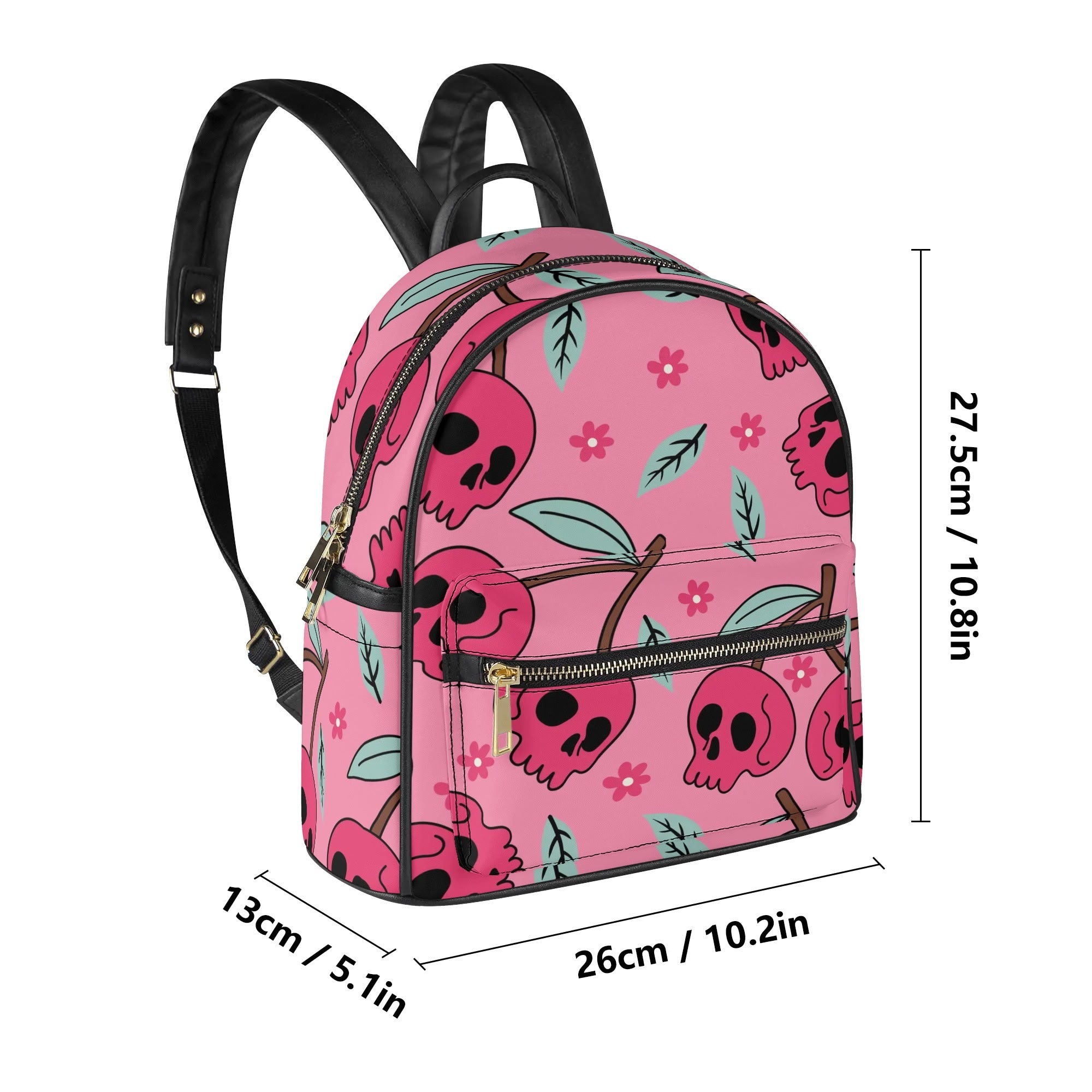 Cherry Skulls Stylish Casual Backpack for Women & Men - Lightweight College School Bag, Travel Daypack for Hiking, Work, Commuting & Everyday Use