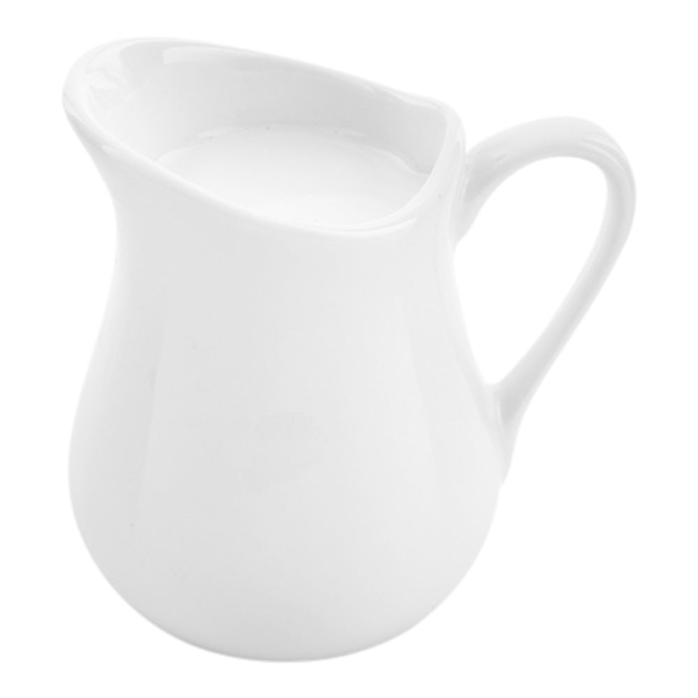 Premium 4 oz White Porcelain Creamer Cup - Classic Round Design (3