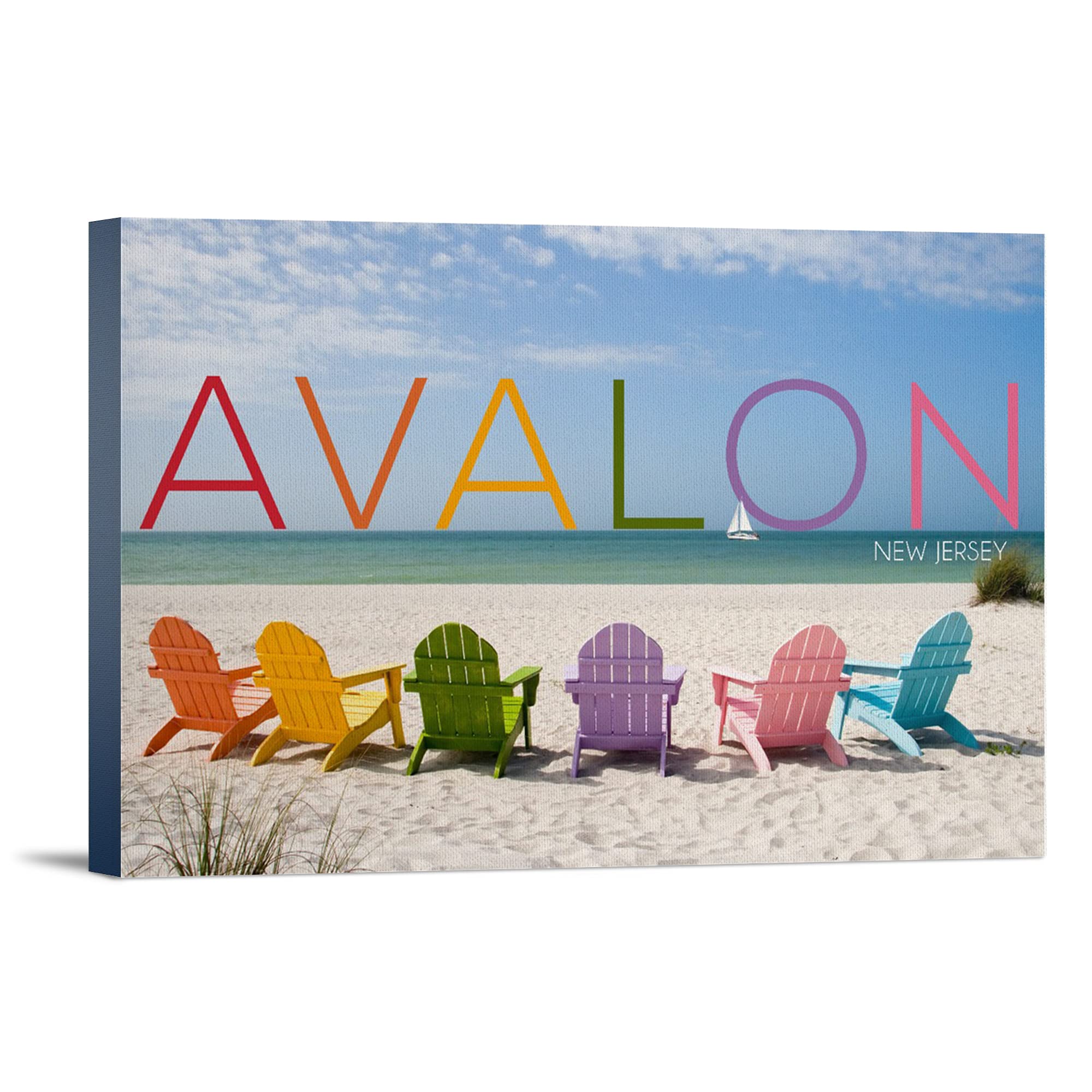 Lantern Press Avalon New Jersey Beach Chairs Art Print - 12x18 Wrapped Canvas Wall Decor for Coastal Living Room & Beach House Decor