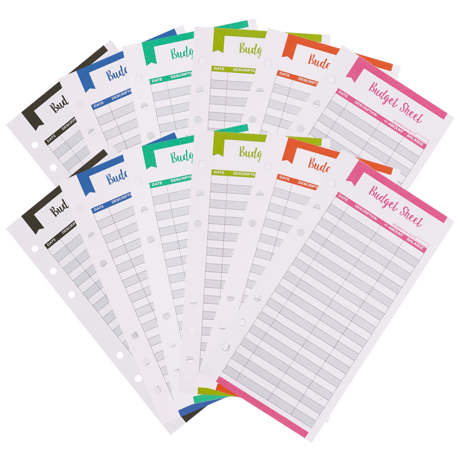 HITNEXT A6 Budget Sheets - 12PCS 6-Ring Expense Tracker Paper for Cash Binder & Planner | Money Management Organizer for Wallet, Home Office & Travel Budgeting
