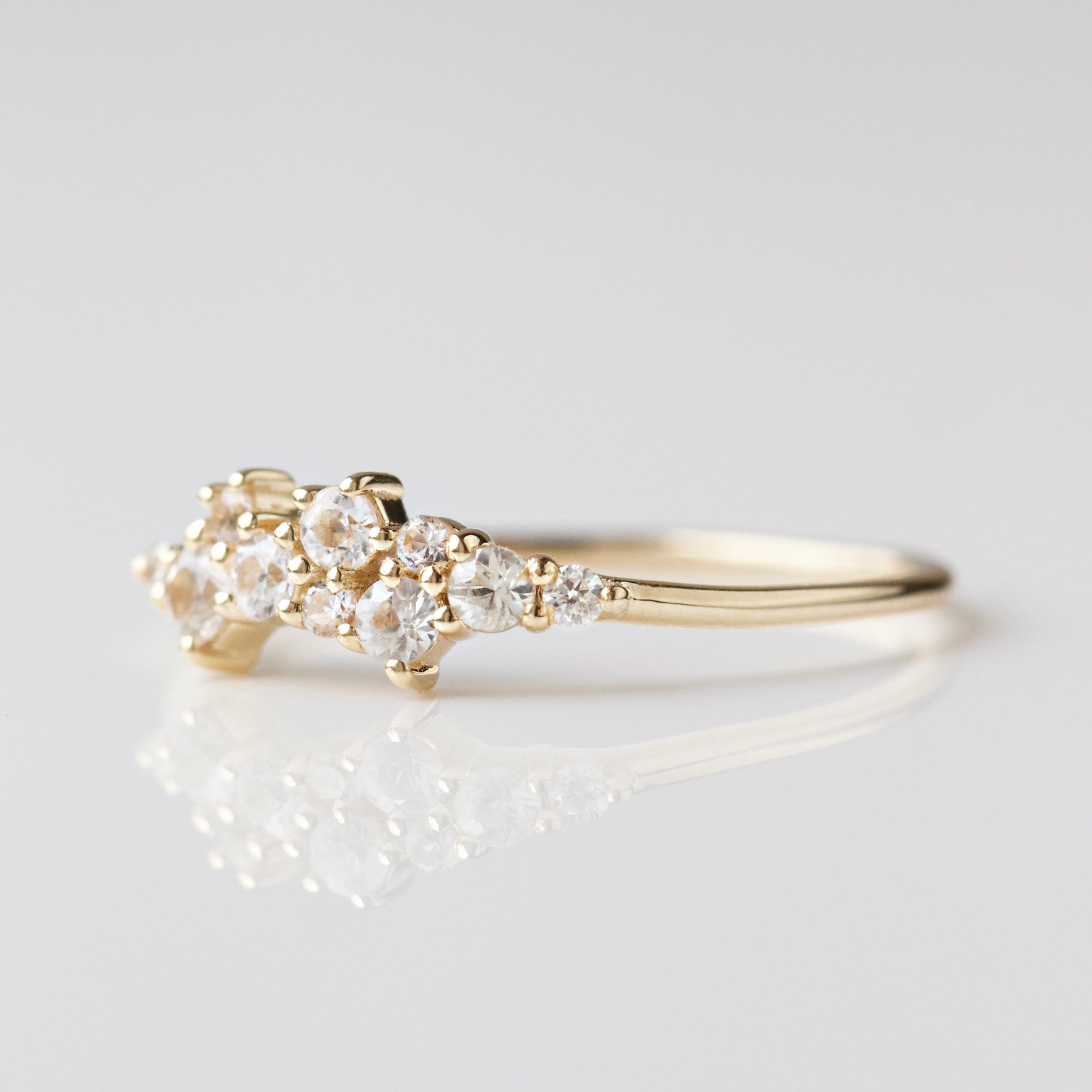 Celestia Sapphire & Diamond Scatter Ring - Elegant 925 Sterling Silver Stackable Ring for Women, Perfect for Weddings, Anniversaries & Special Occasions