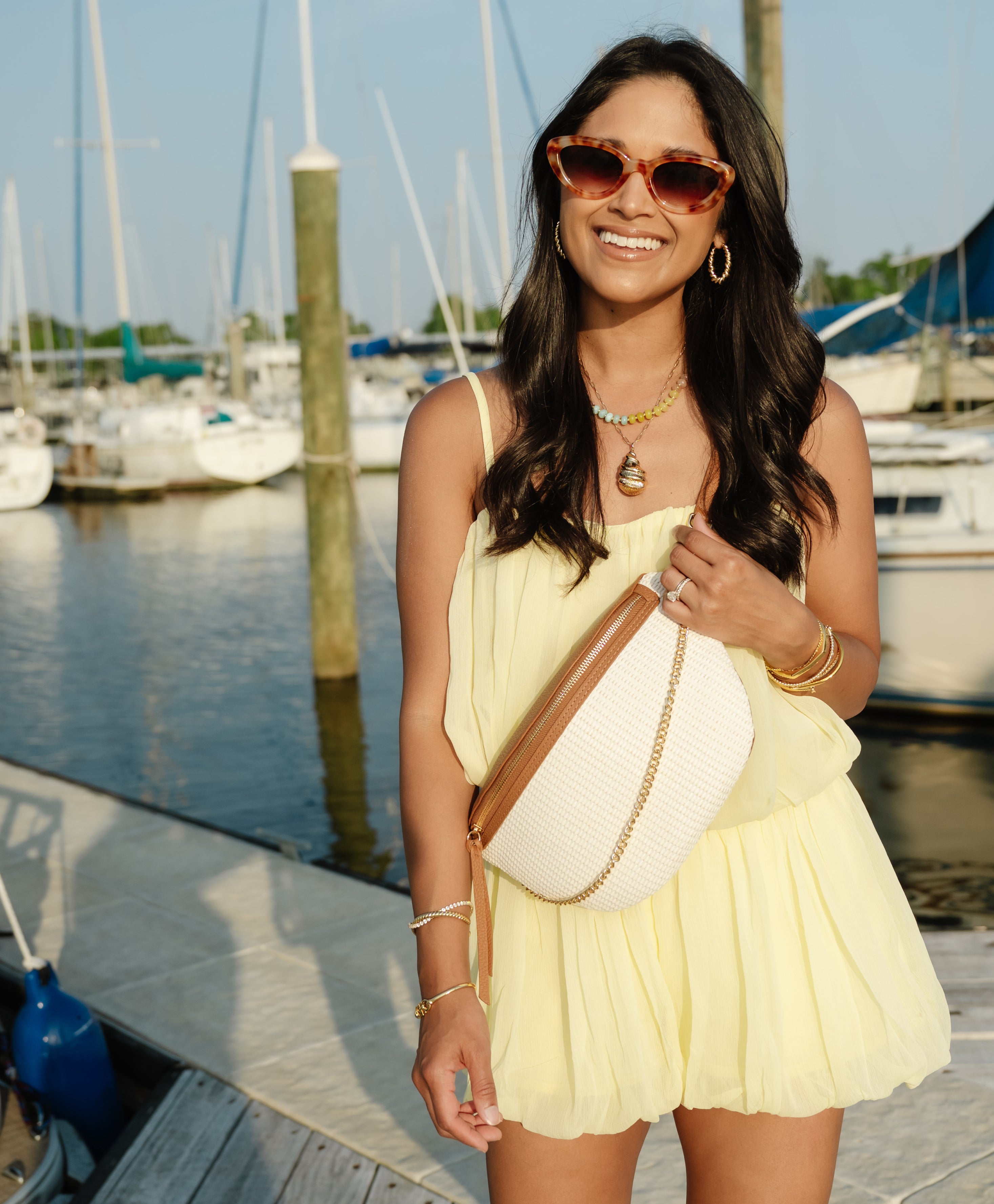 Beck Sling Bag - Natural Raffia & Tan Pebble Grain Leather Crossbody Bag for Women - Perfect for Travel, Shopping, and Everyday Use