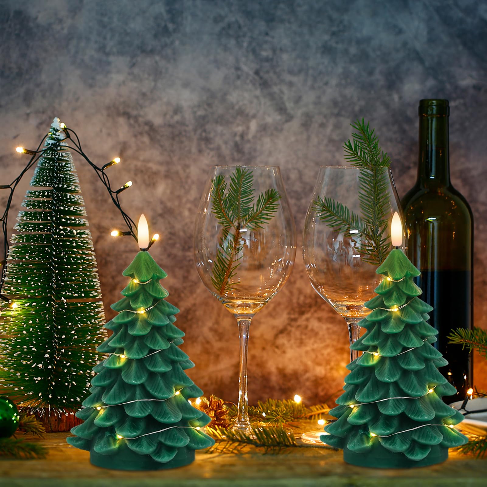 Remote Timer LED Flameless Christmas Candles - 2 Pack for Holiday Decor