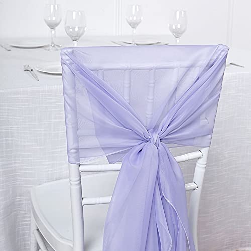50 Extra Wide Premium Lavender Chiffon Chair Sashes & Bows - Elegant Wedding Decor for Ceremony, Reception & Party Decorations | Perfect for Bridal Showers, Banquets & Special Events