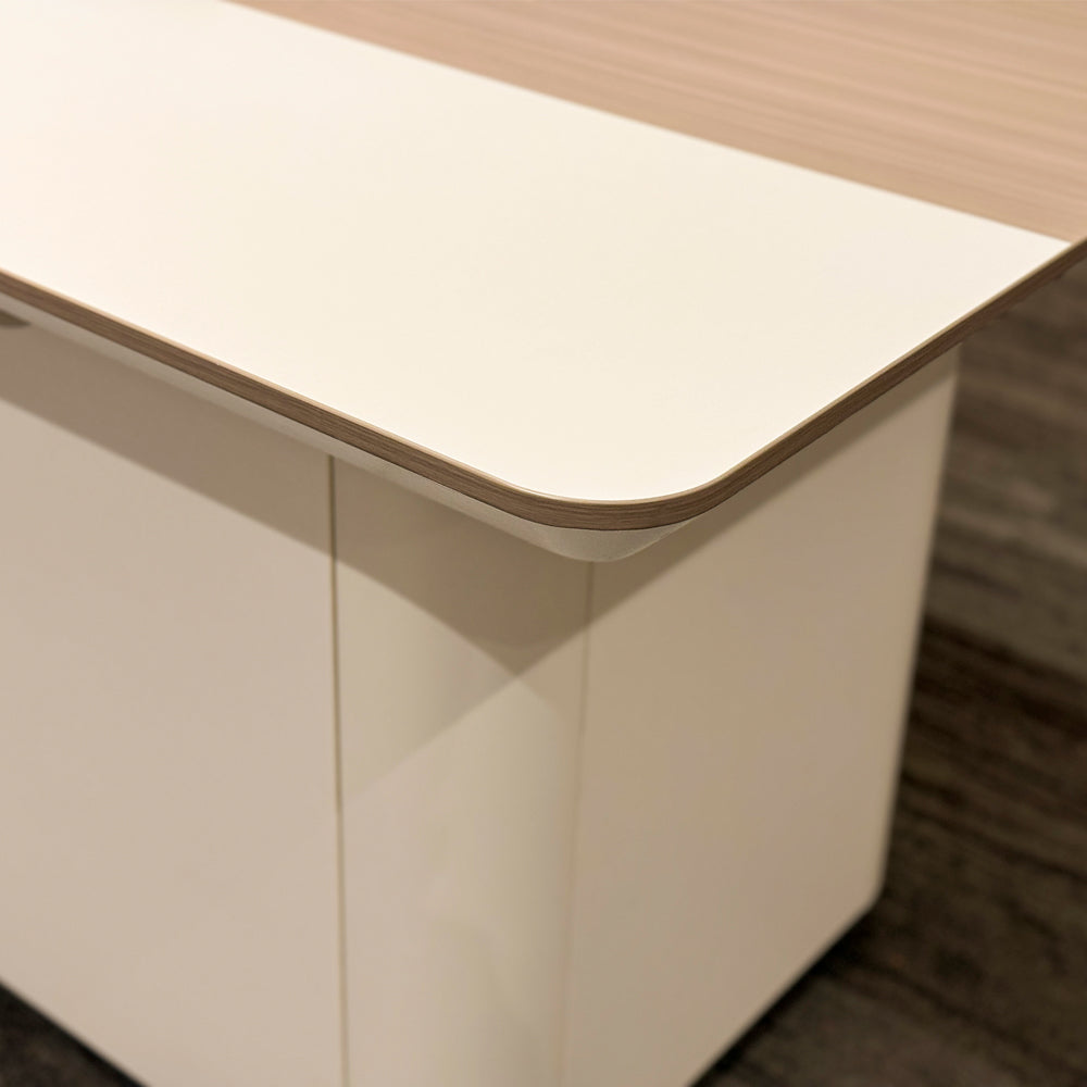 LUSH Executive Desk Right Return 240cm White & Taupe - Premium Office Furniture for Home & Business Workspaces