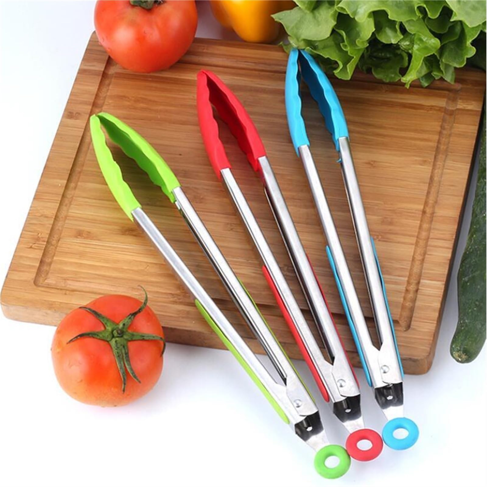 Premium Stainless Steel Hair Removal & Cooking Tweezers - Non-Slip Silicone Grip, Multi-Purpose Kitchen & Beauty Tool for Salad, Grill, BBQ, Eyebrow Shaping (Green) - Perfect for Home Cooking, Professional Kitchens & Personal Grooming