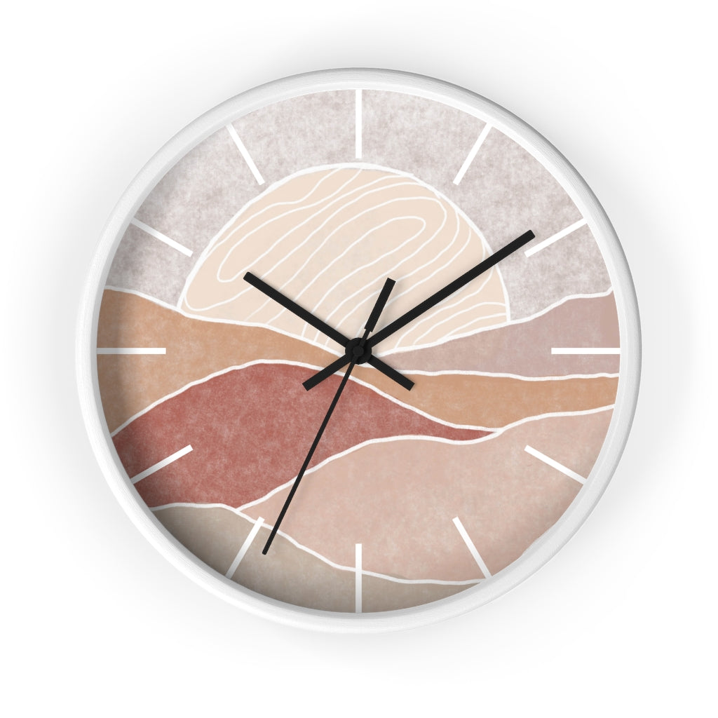 Silent Wall Clock with Sunset Modern Landscape Design - Battery Operated, No Ticking Noise - Perfect for Living Room, Bedroom, and Office Decor