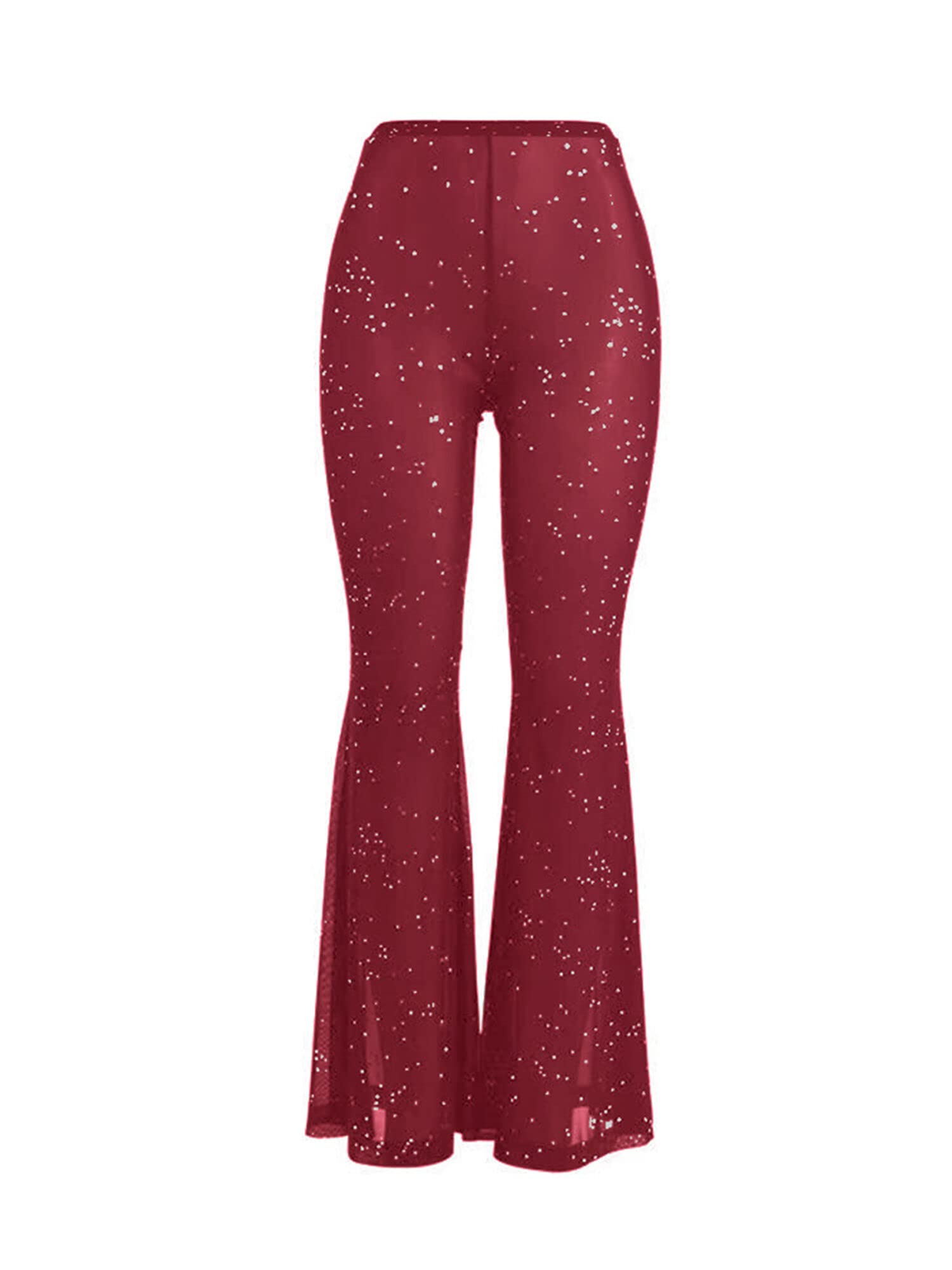 Sexy Dance Women Trousers Elastic Waist Solid Color Flared Pants High Stretch Bell Bottoms for Yoga, Party, Festival & Holiday Wear