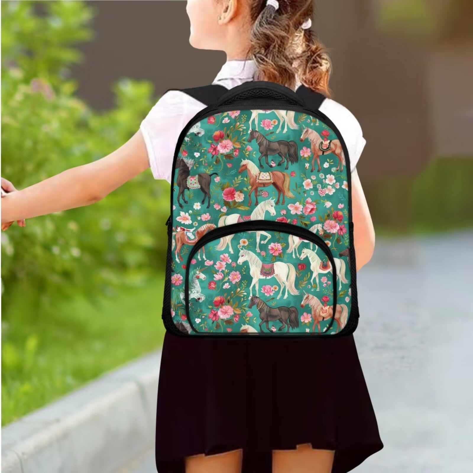 **Flower Print Kids Backpack Set - 3-in-1 Lightweight Toddler Girl Backpack, Lunch Box & Travel Bag for School, Daycare & Outdoor Adventures**