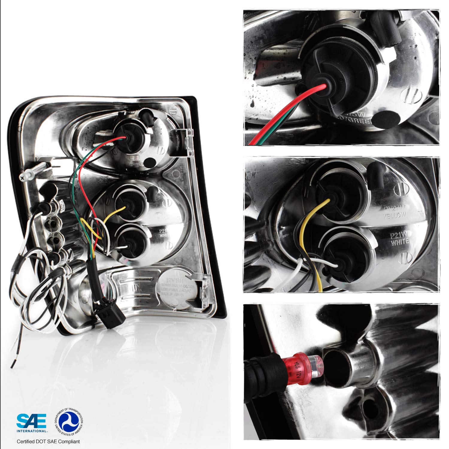 AKKON Black Smoke Dual Halo Ring Projector LED Headlights & Tail Lights for Jeep Grand Cherokee - Off-Road Adventure & Night Driving Upgrade