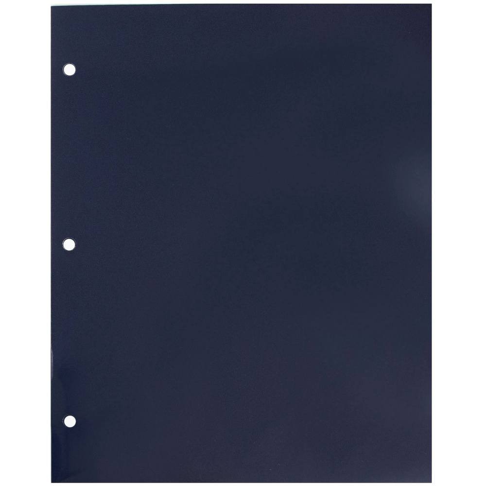 Laminated 3 Hole Punch School Folders - Navy Blue for Office & Classroom