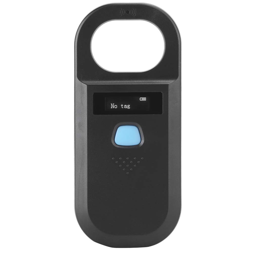 Pet Microchip Scanner - Handheld RFID Animal Tag Reader with OLED Display | Portable Pet ID Chip Scanner for Dogs & Cats | Veterinary, Shelter & Home Pet Tracking Device (Black) | Perfect for Lost Pet Recovery & Pet Management