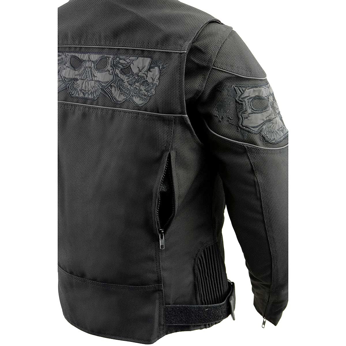 Milwaukee Leather MPL2730 Women's Black Crossover Textile Scooter Jacket with Reflective Skulls - Stylish & Protective Motorcycle Gear for Urban Commuting & Night Riding