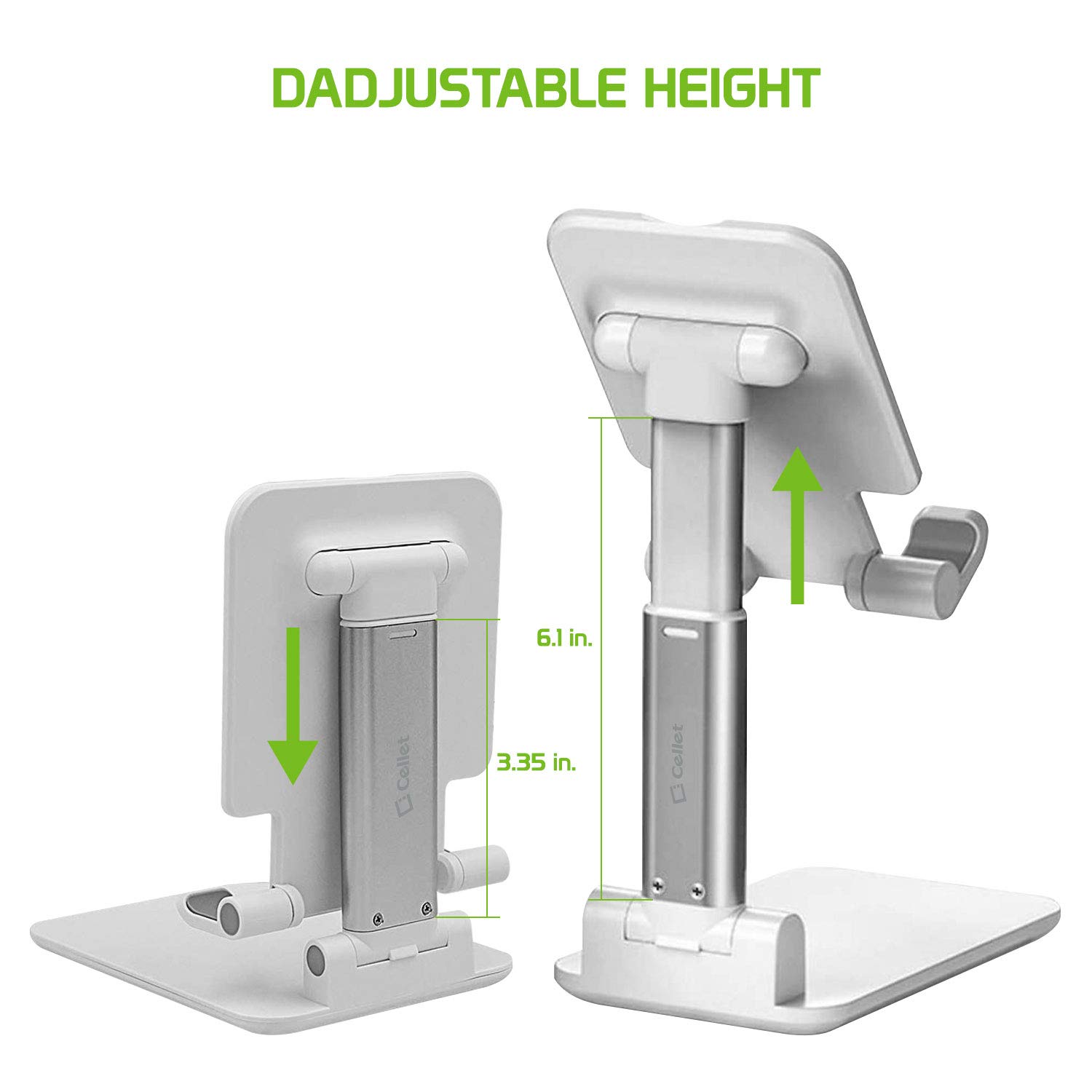 Adjustable Phone Holder & Tablet Stand - Foldable Desktop Dock Mount for iPhone, iPad Pro/Air/Mini, Android Smartphones & Tablets (Black) | Perfect for Home Office, Bedside, Kitchen & Travel Use